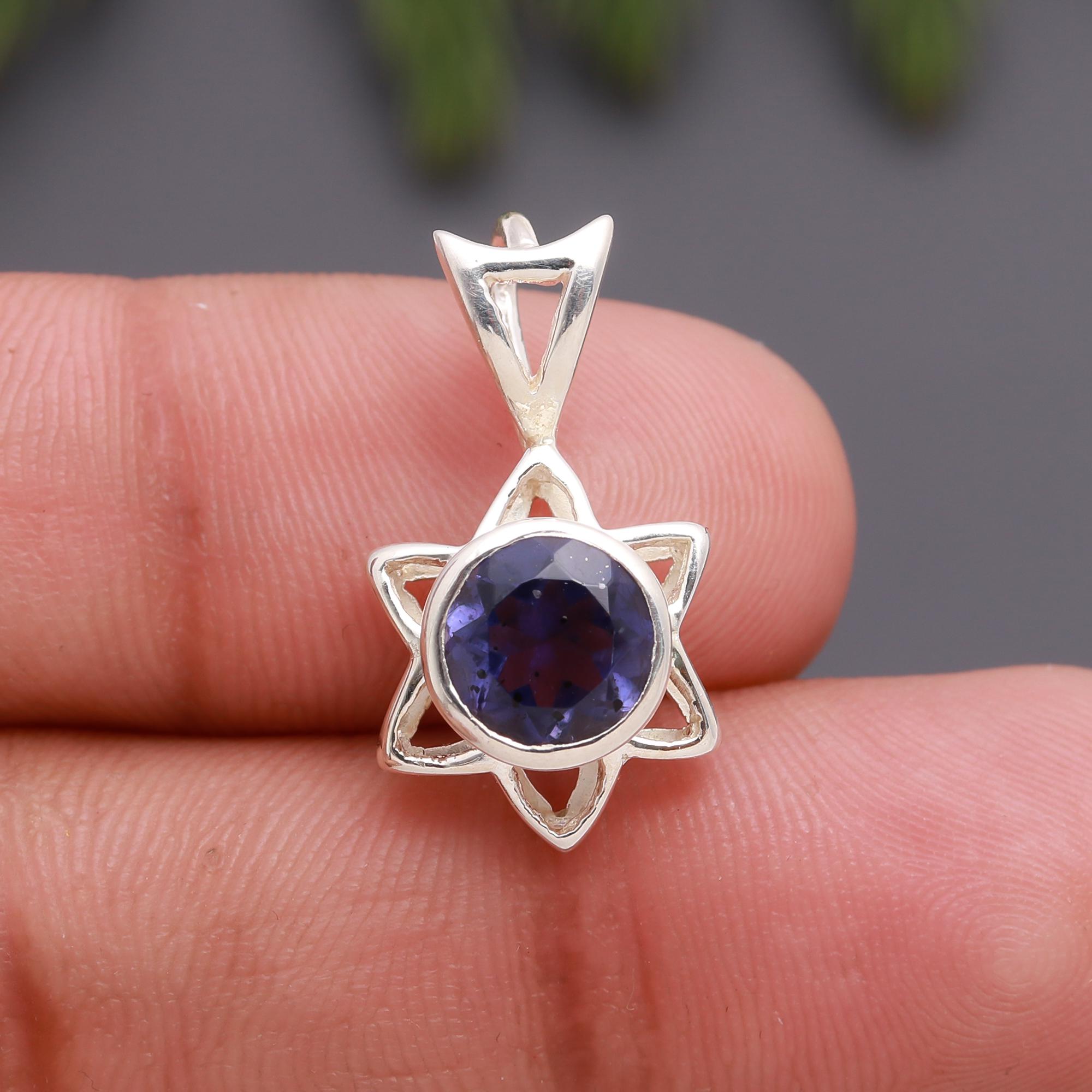 925 Silver Blue Iolite Pendant