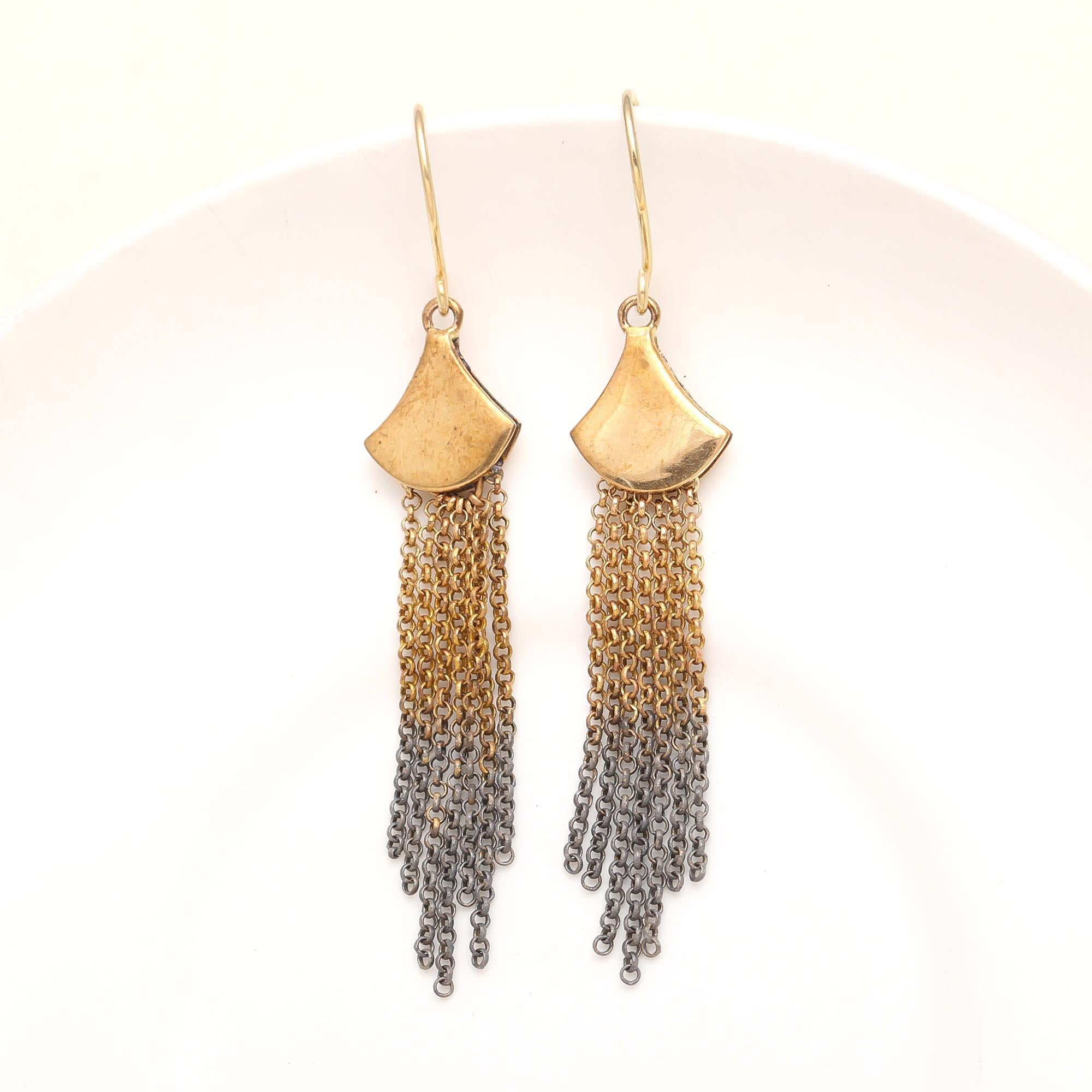 Two-Tone Dangle Chain Earrings