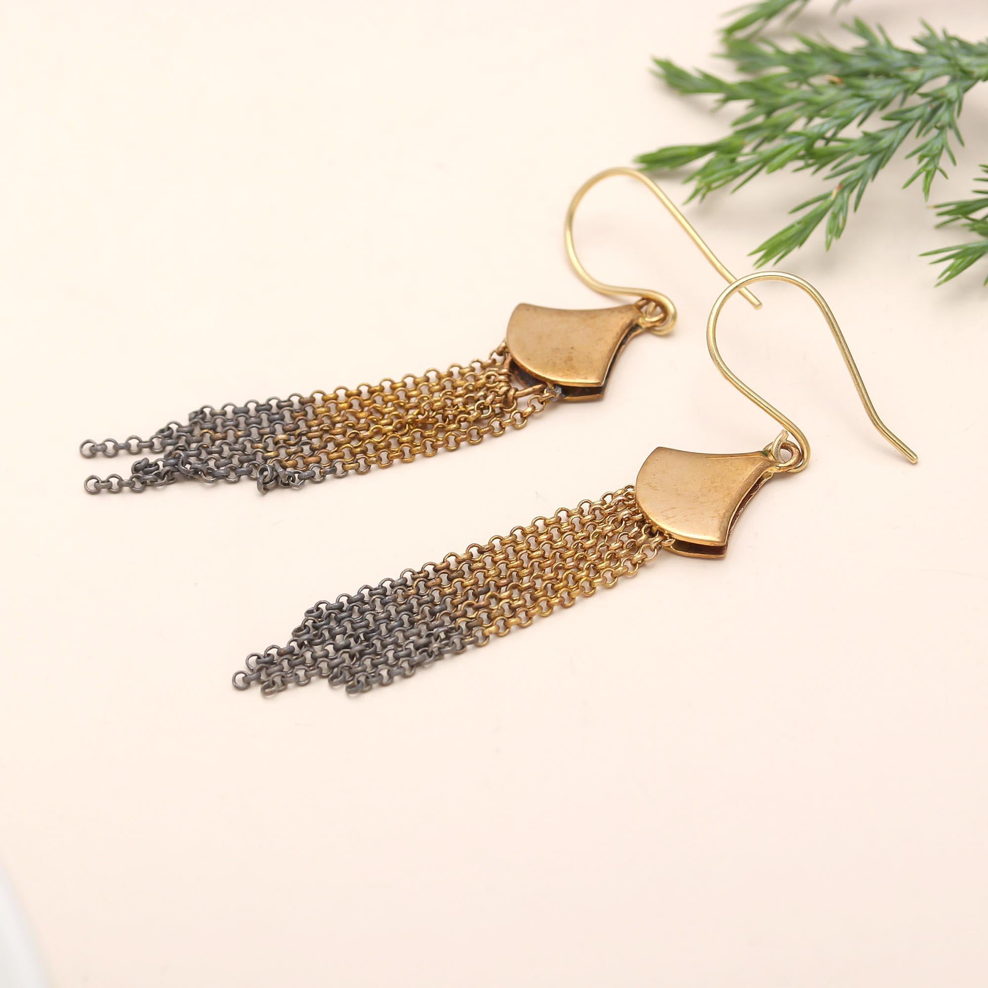 925 Silver Chain Tassel Dangle Earrings