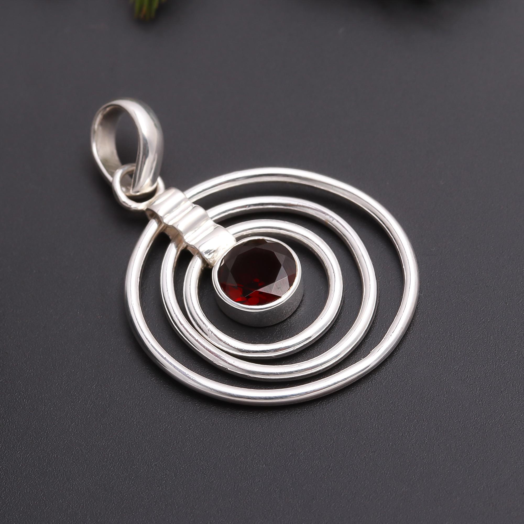 925 Silver Garnet Pendant