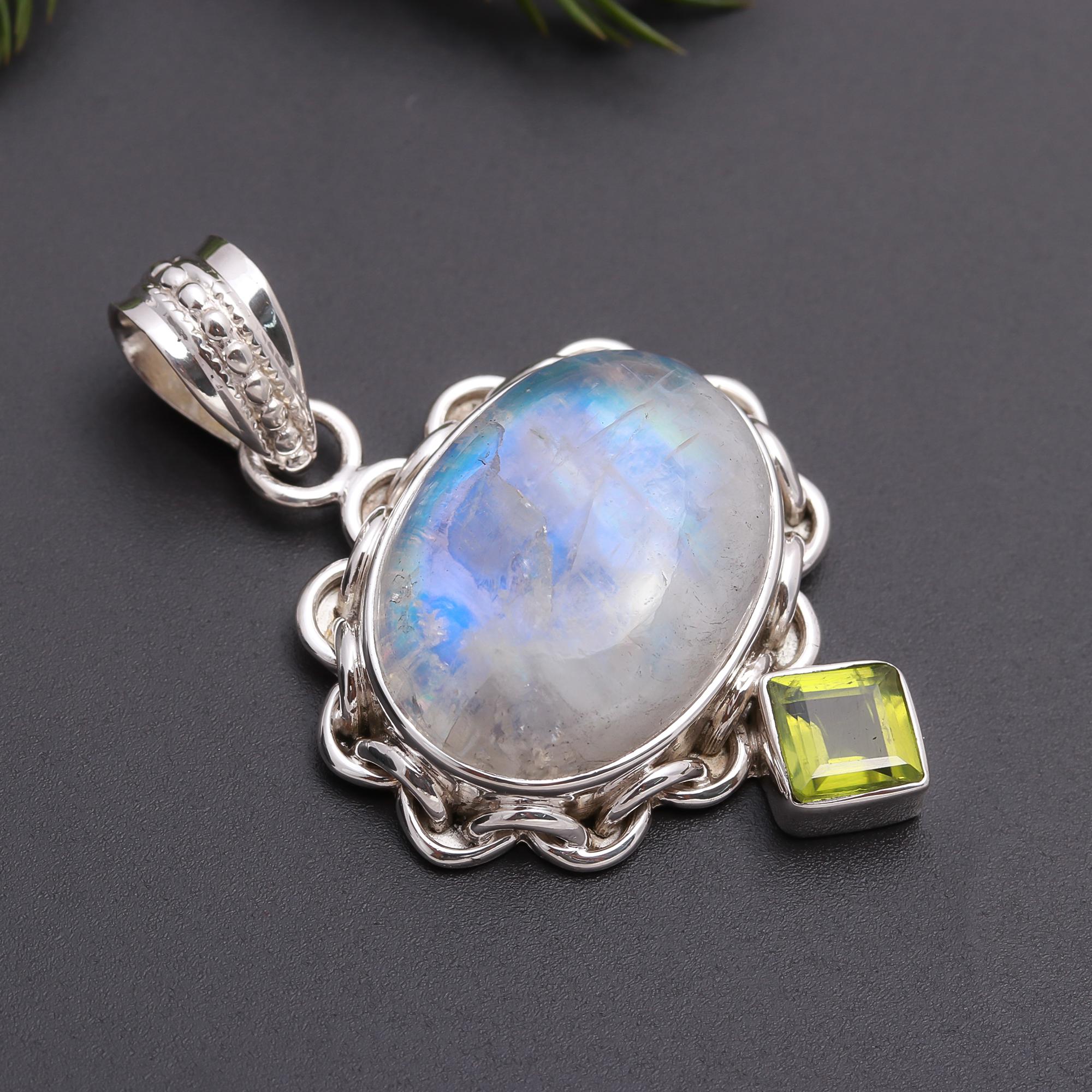 925 Silver Dual Stone Pendant