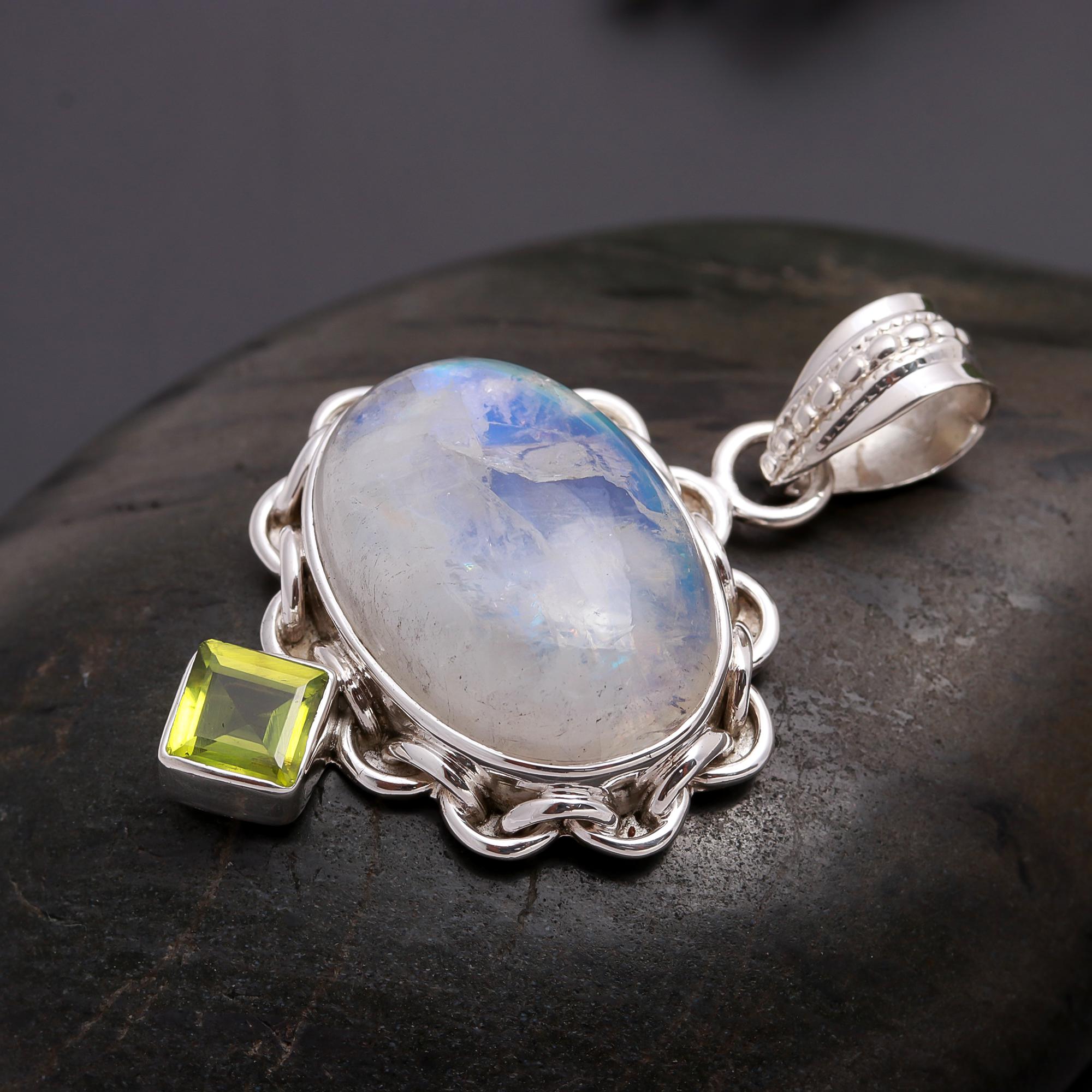 925 Silver Dual Stone Pendant