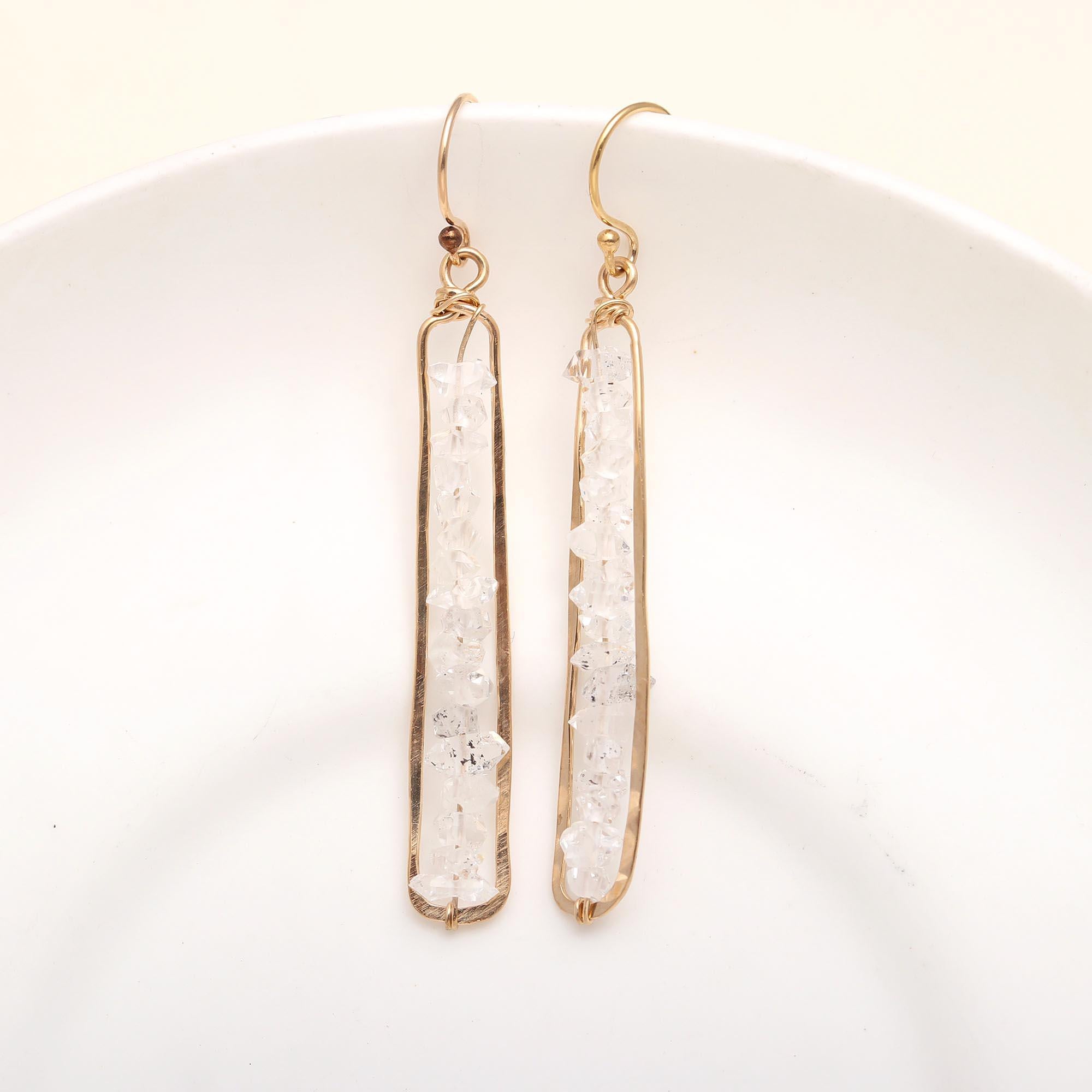 925 Silver Crystal Quartz Dangle Earrings