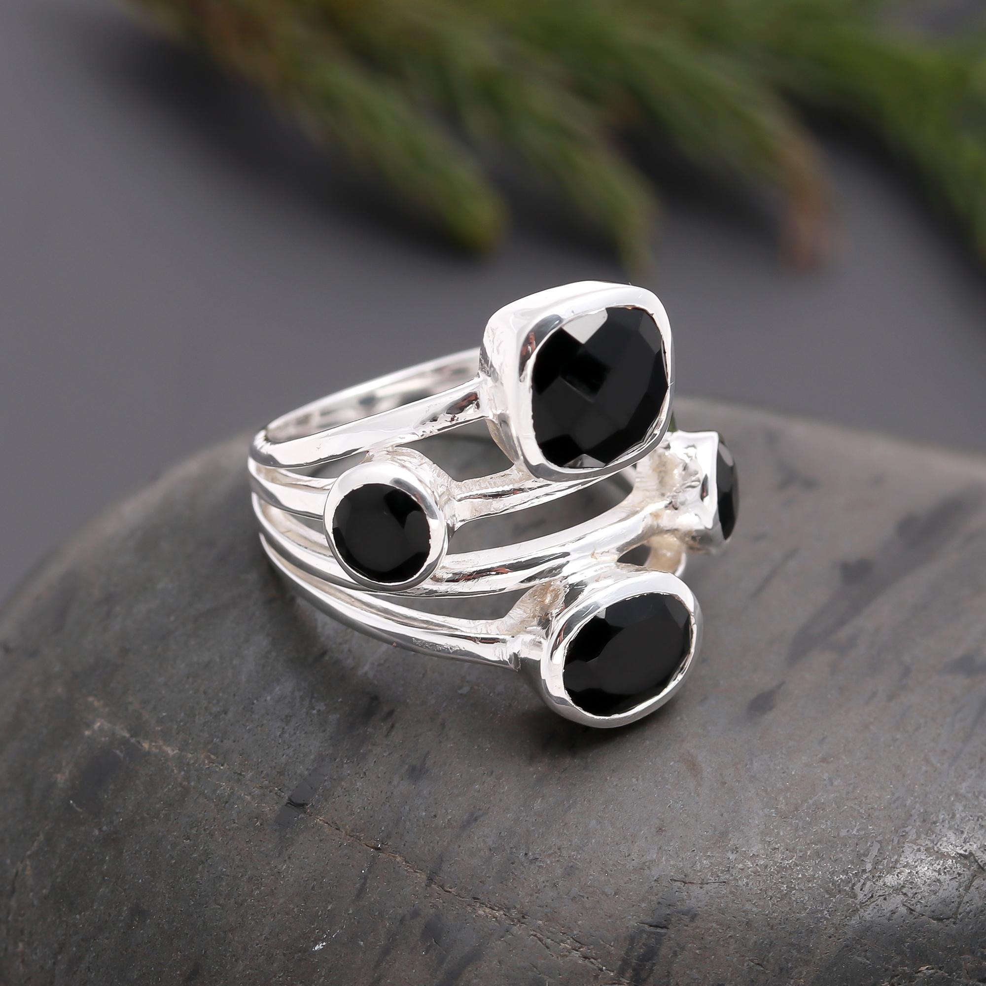 925 Silver Black Onyx Statement Ring