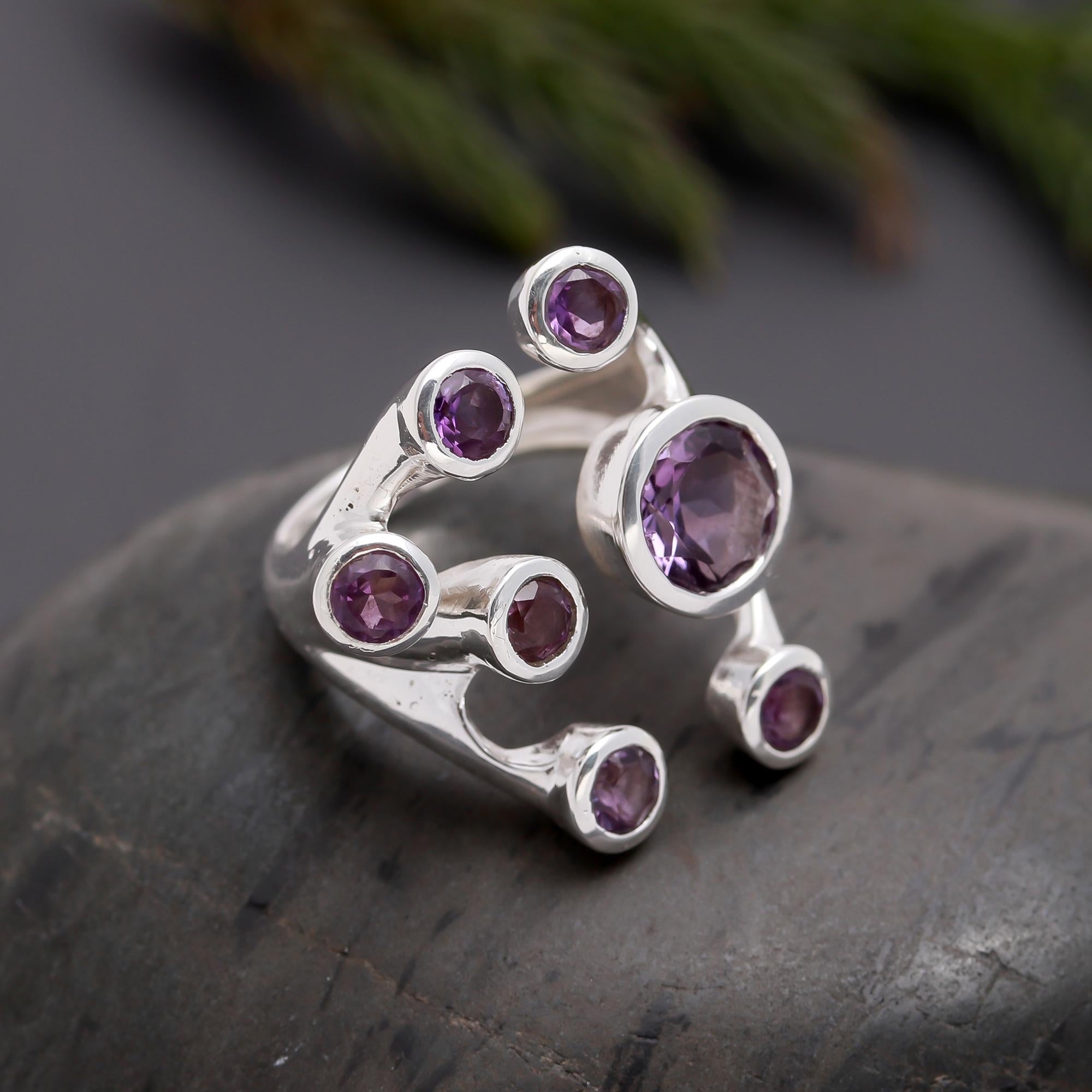 925 Silver Amethyst Statement Ring
