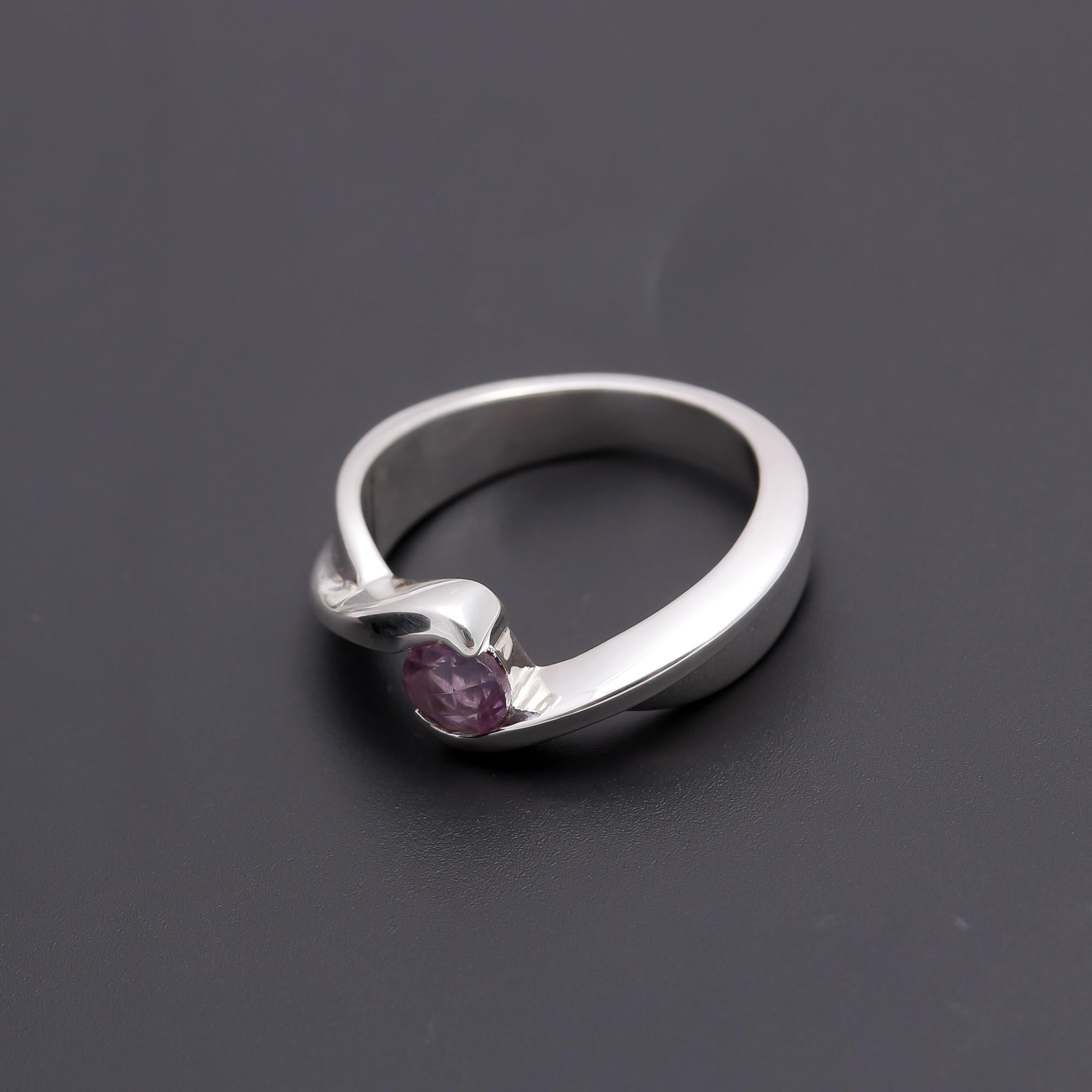 925 Silver Twisted Amethyst Ring