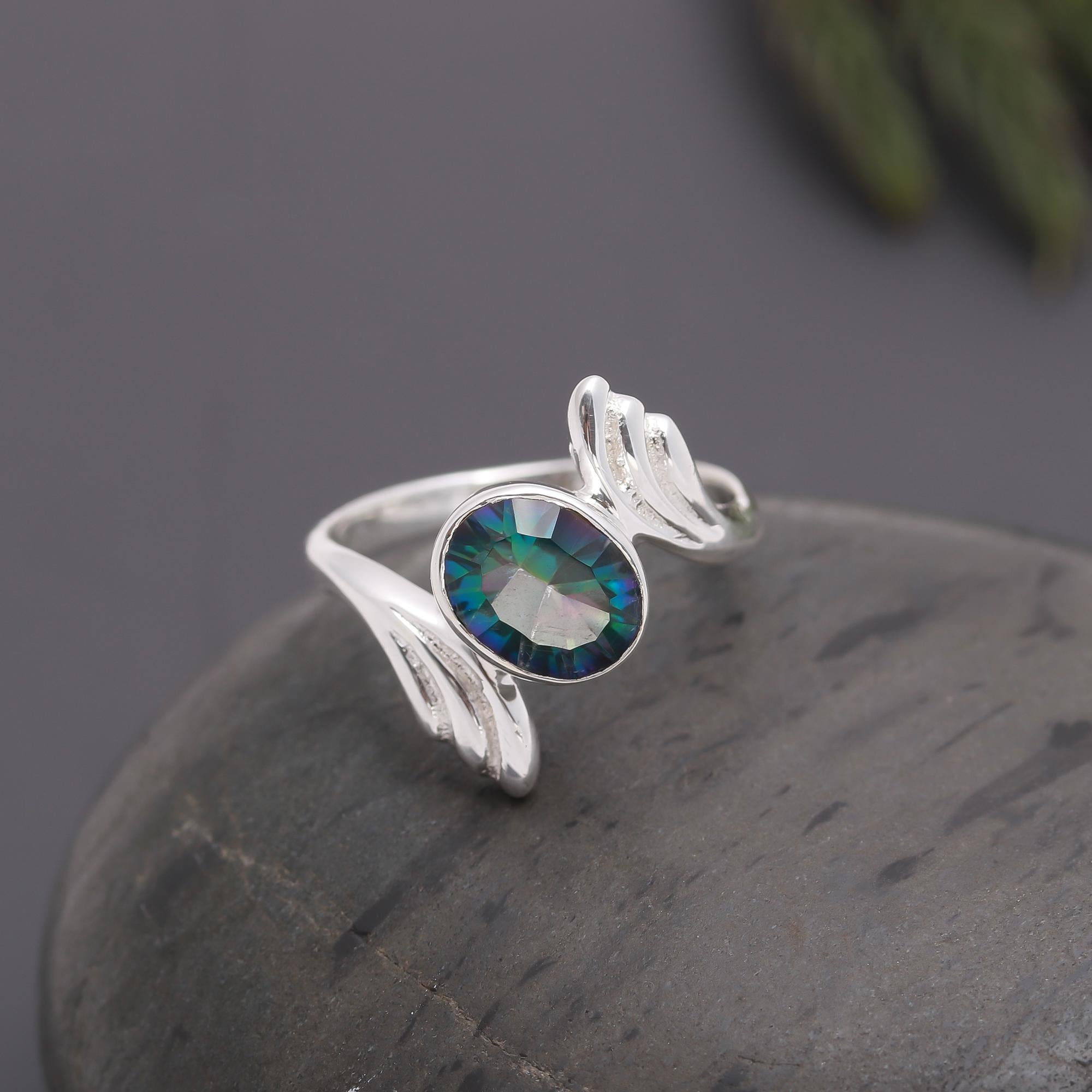 925 Silver Mystic Topaz Gemstone Ring