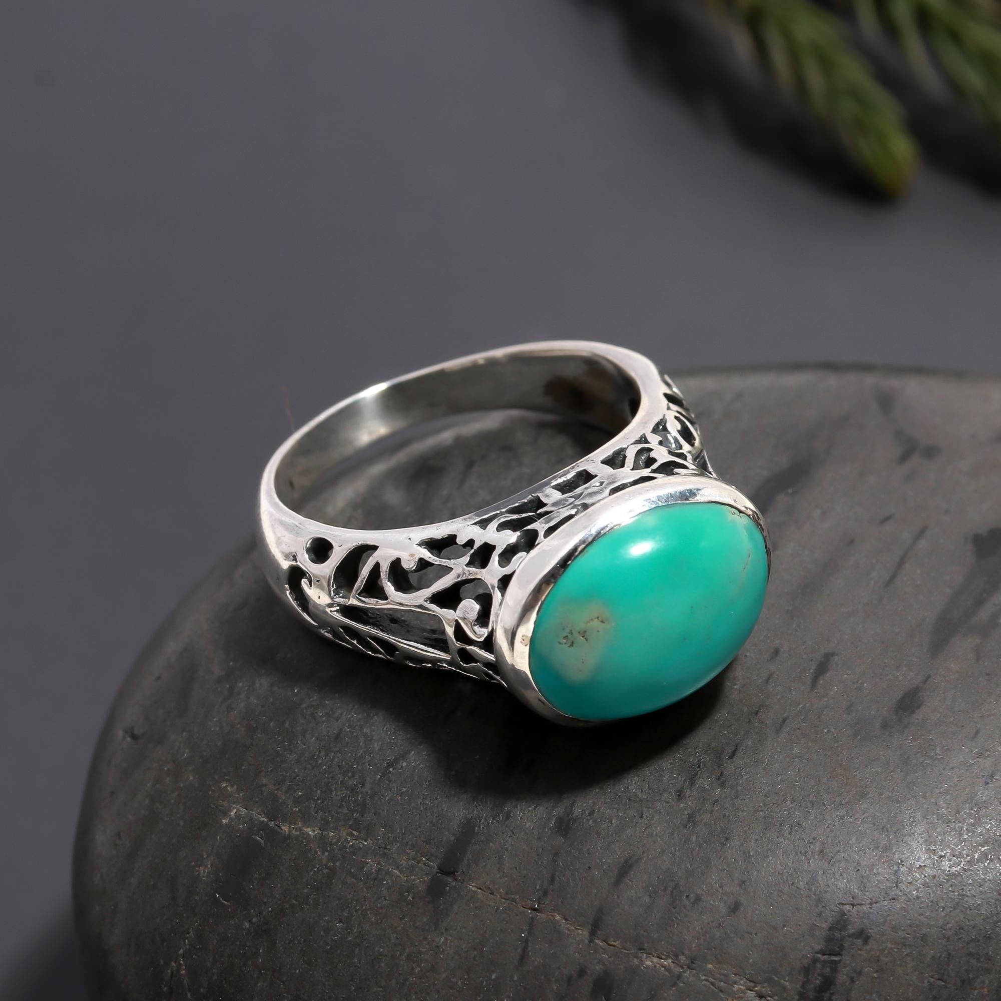925 Silver Turquoise Filigree Ring