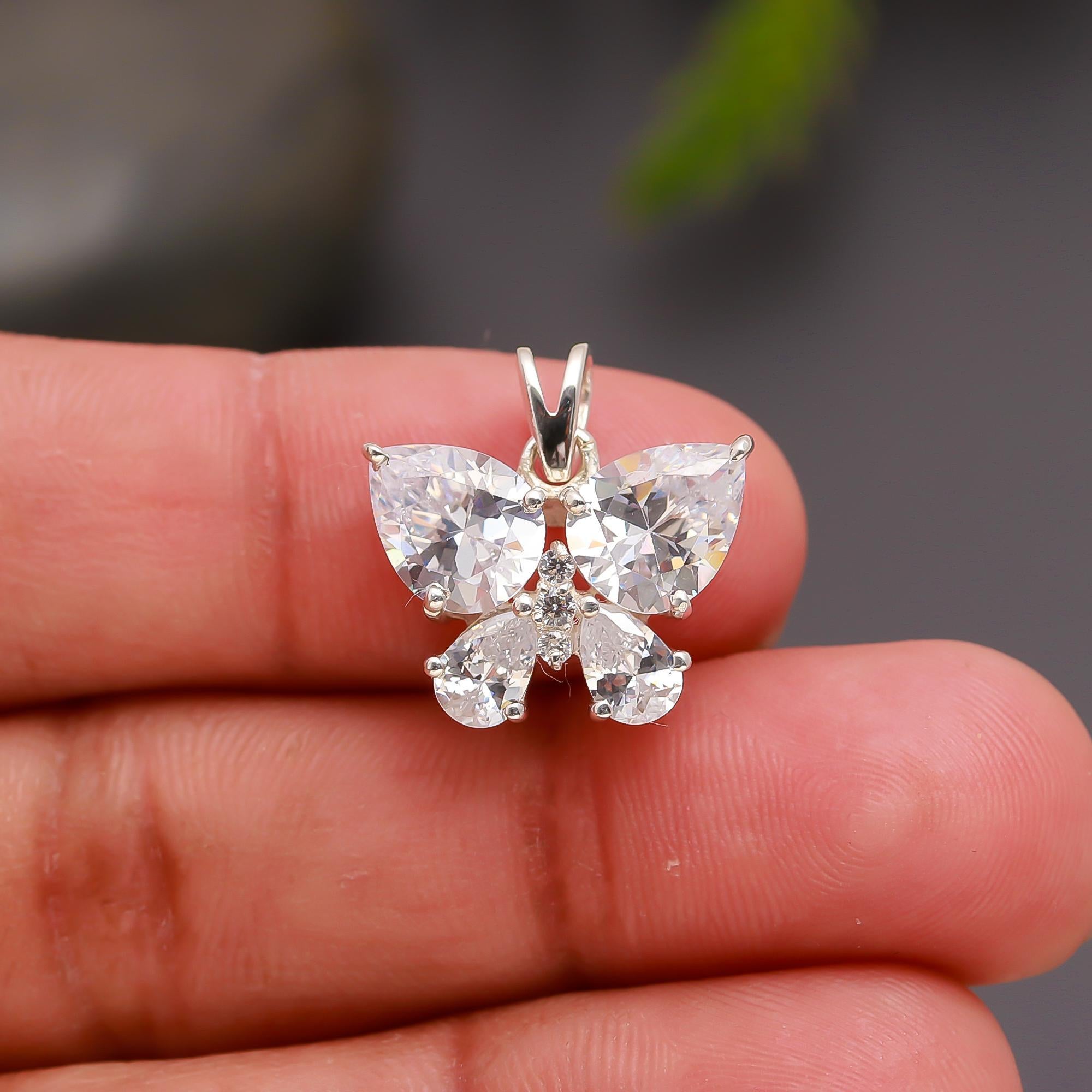 925 Silver Butterfly CZ Pendant