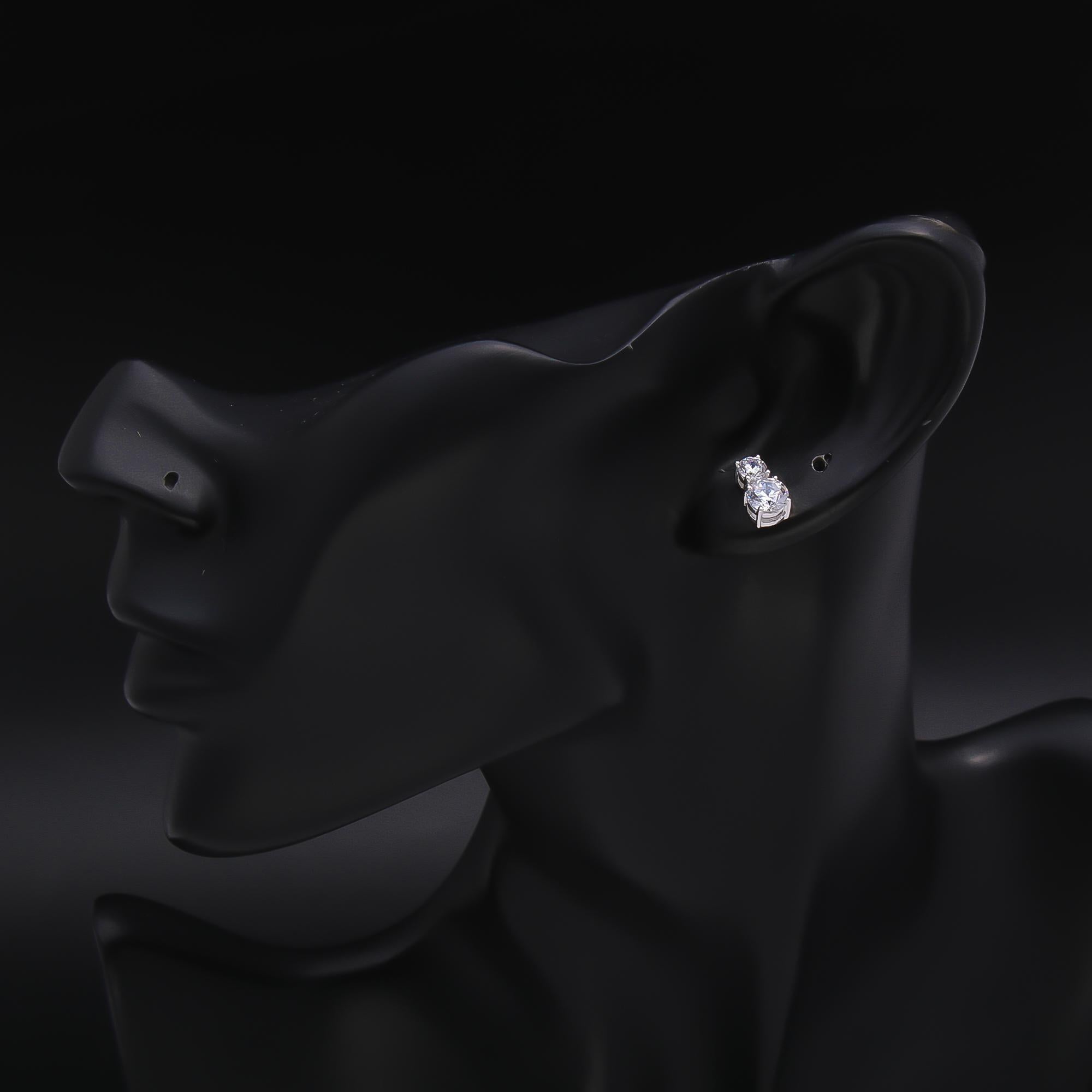 925 Silver Double Round CZ Stud Earrings