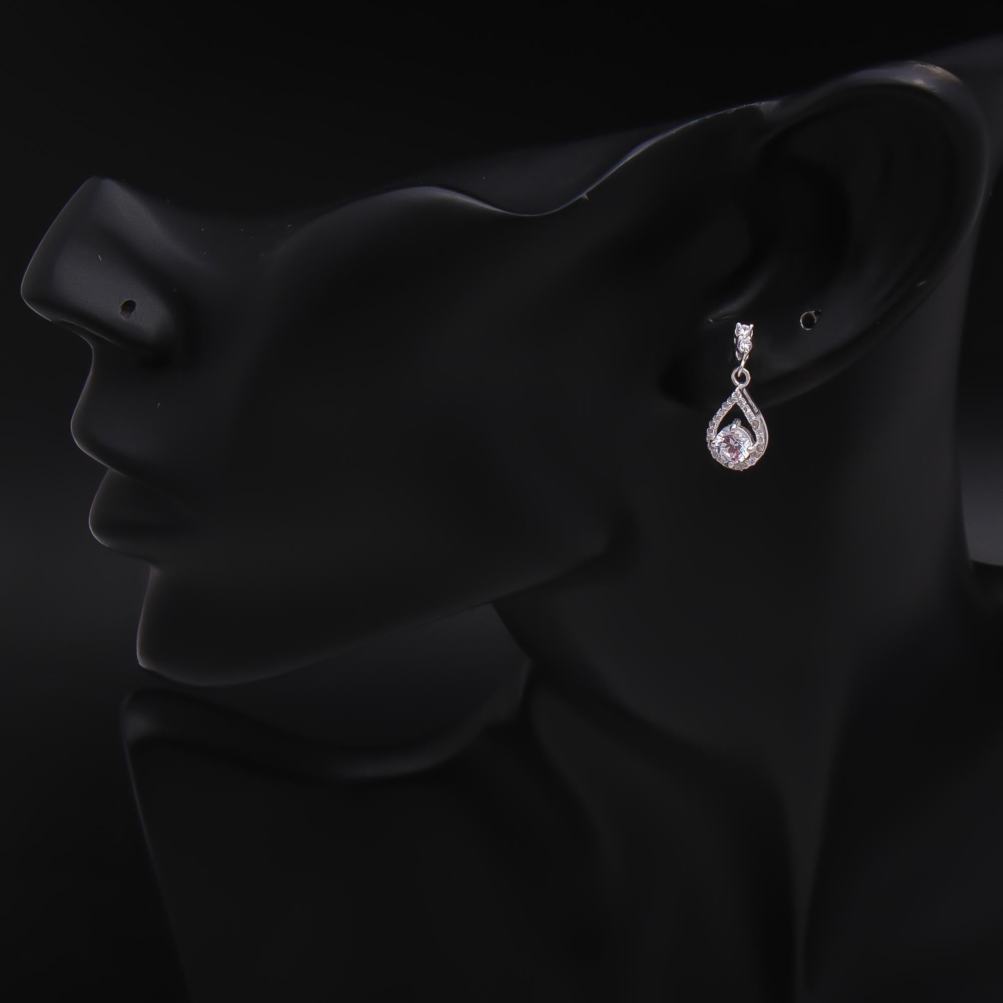 925 Silver CZ Teardrop Stud Danglers