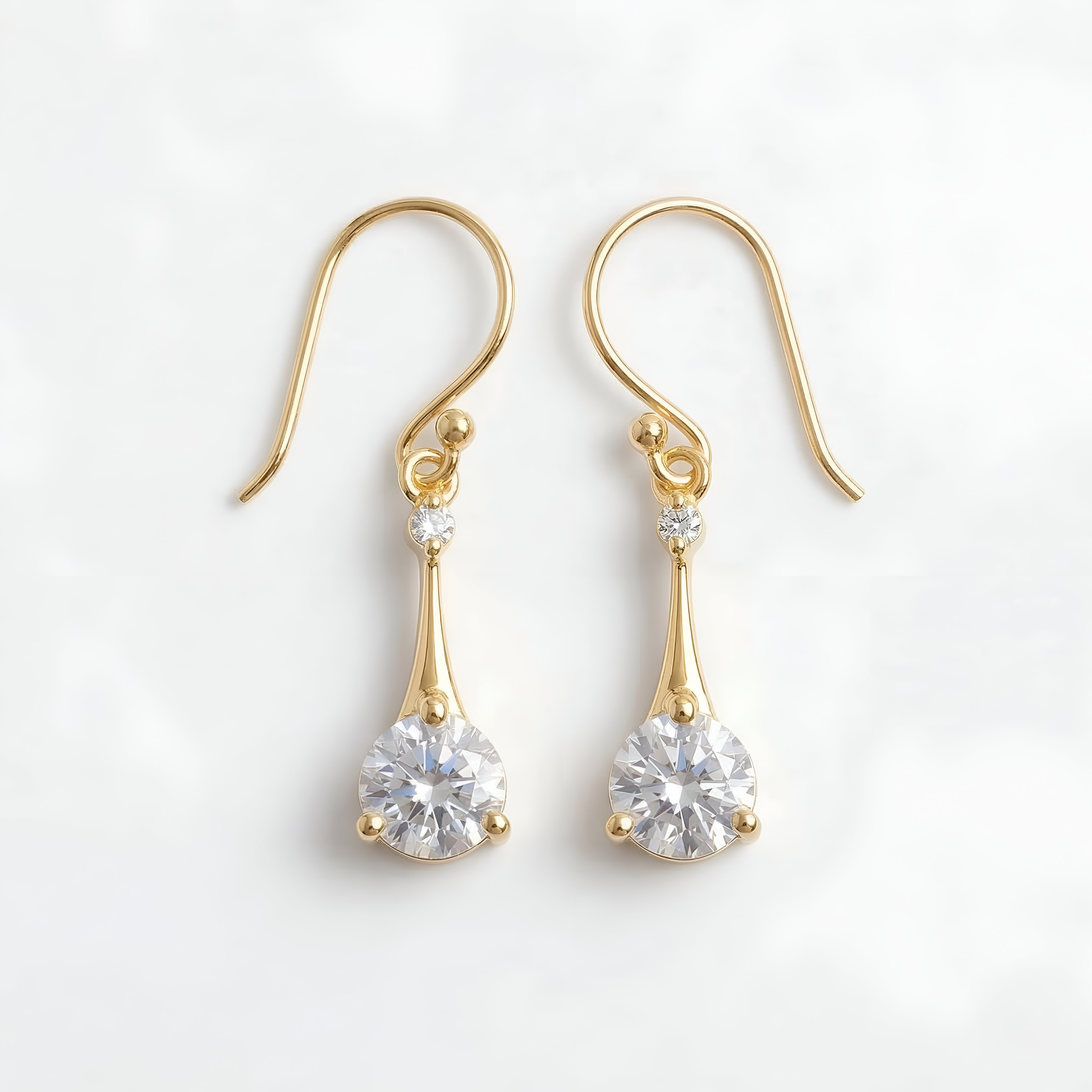 925 Silver Round CZ Drop Hook Earrings