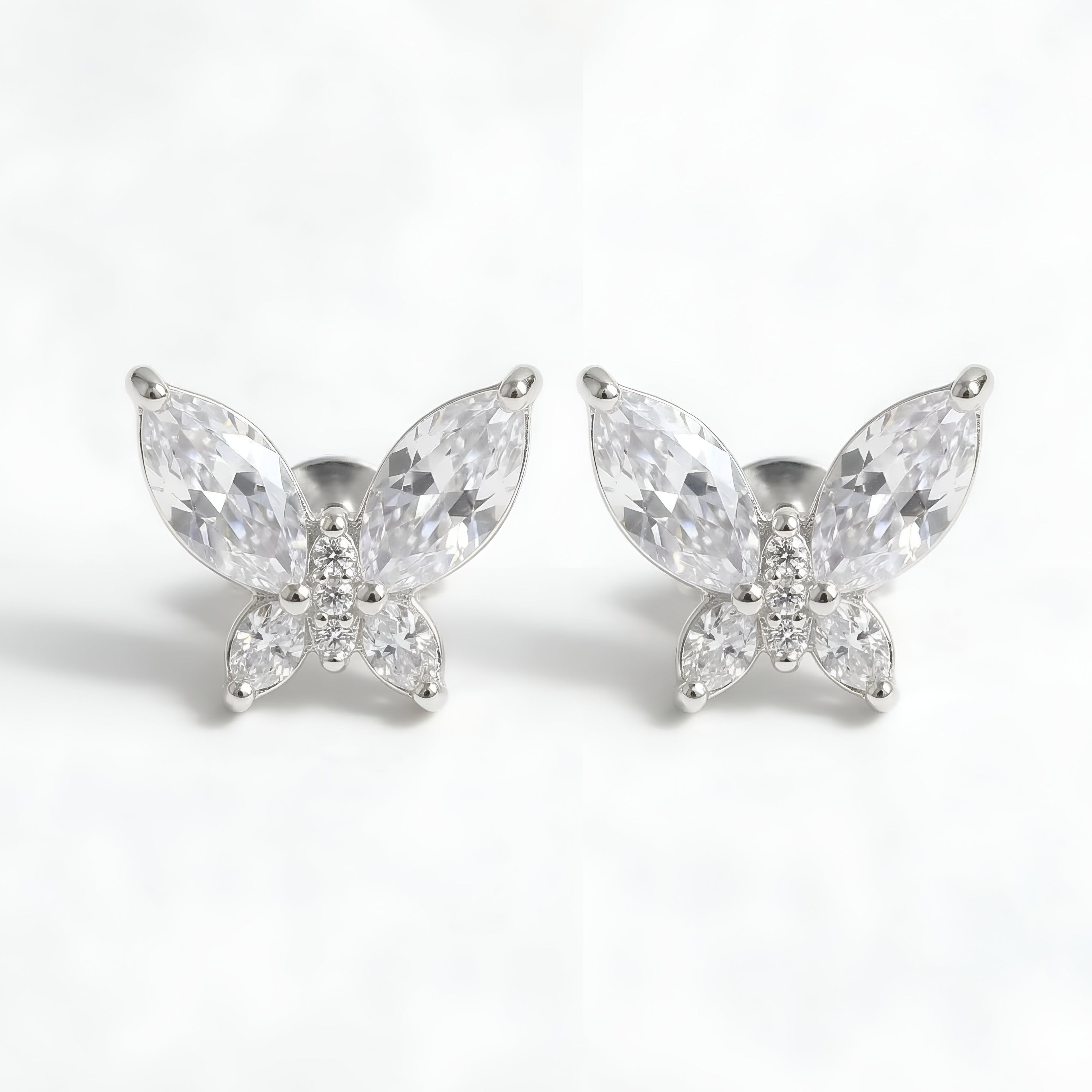 925 Silver Butterfly Spark Stud Earrings