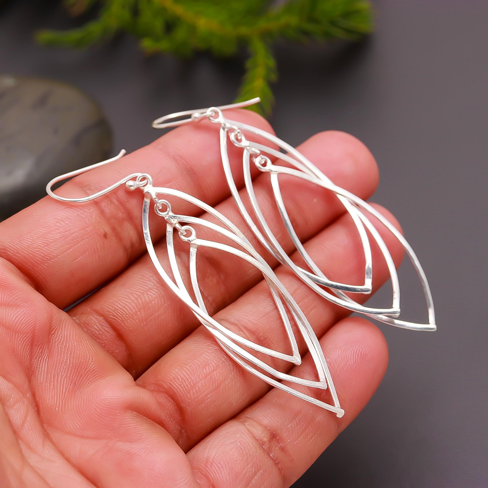 925 Silver Layered Petal Drop Earrings