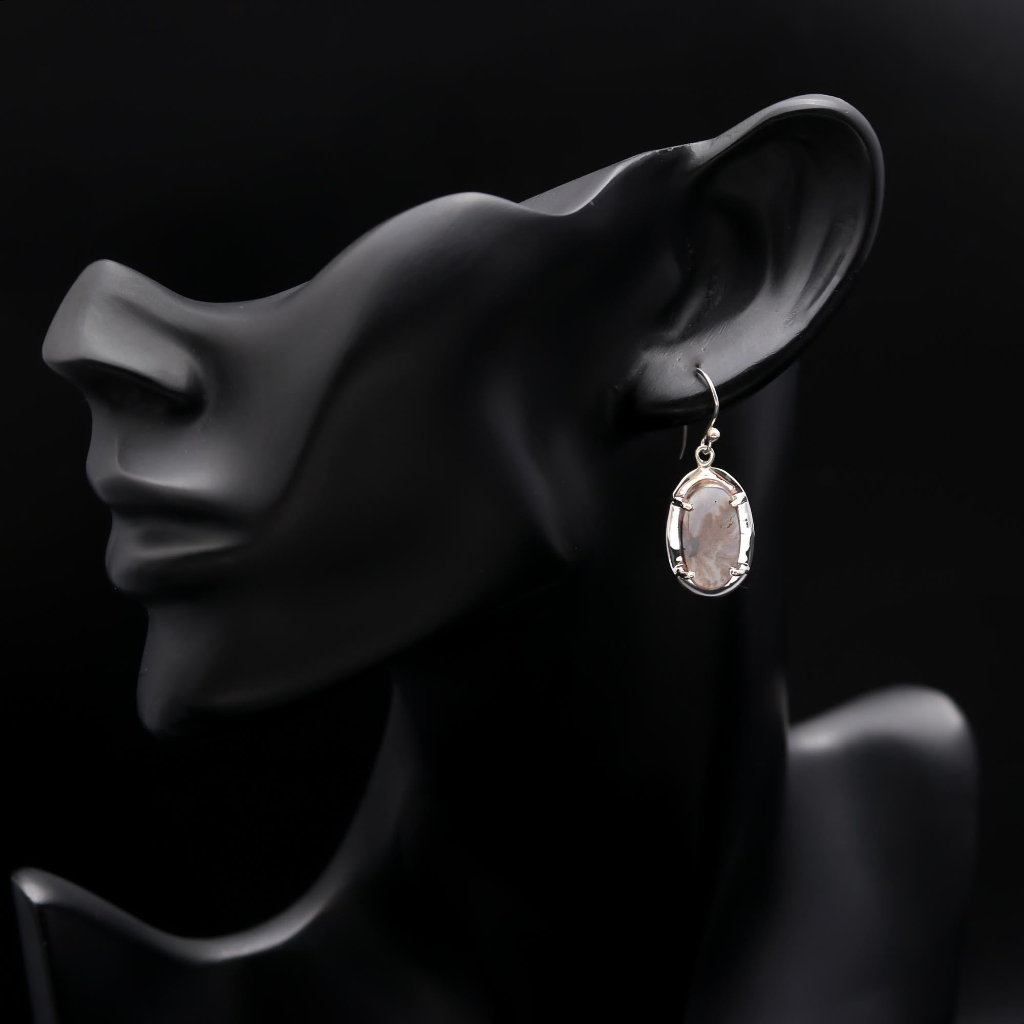 925 Sterling Silver Dendritic Agate Dangle Earrings