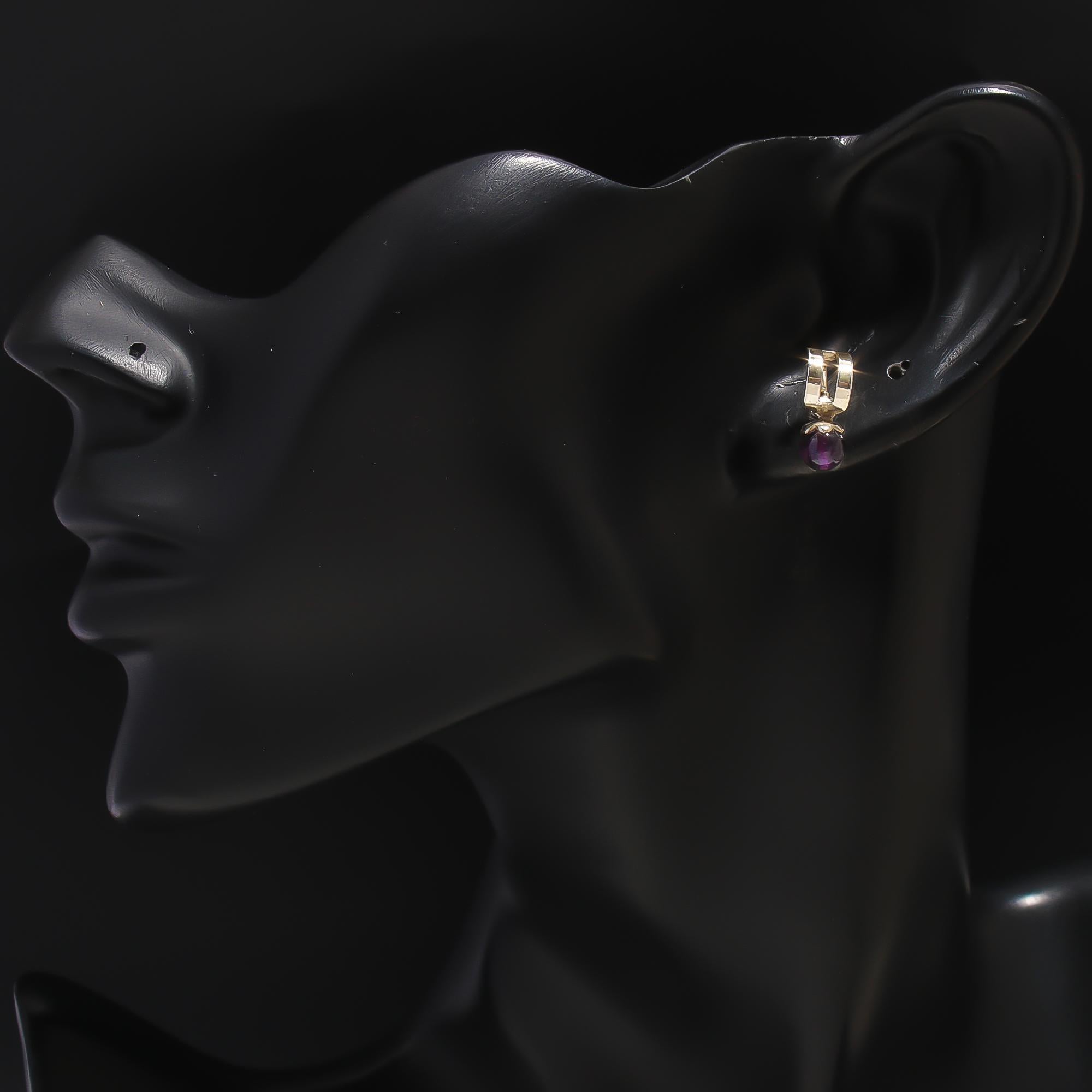 925 Silver Amethyst Dangle Bar Stud Earrings