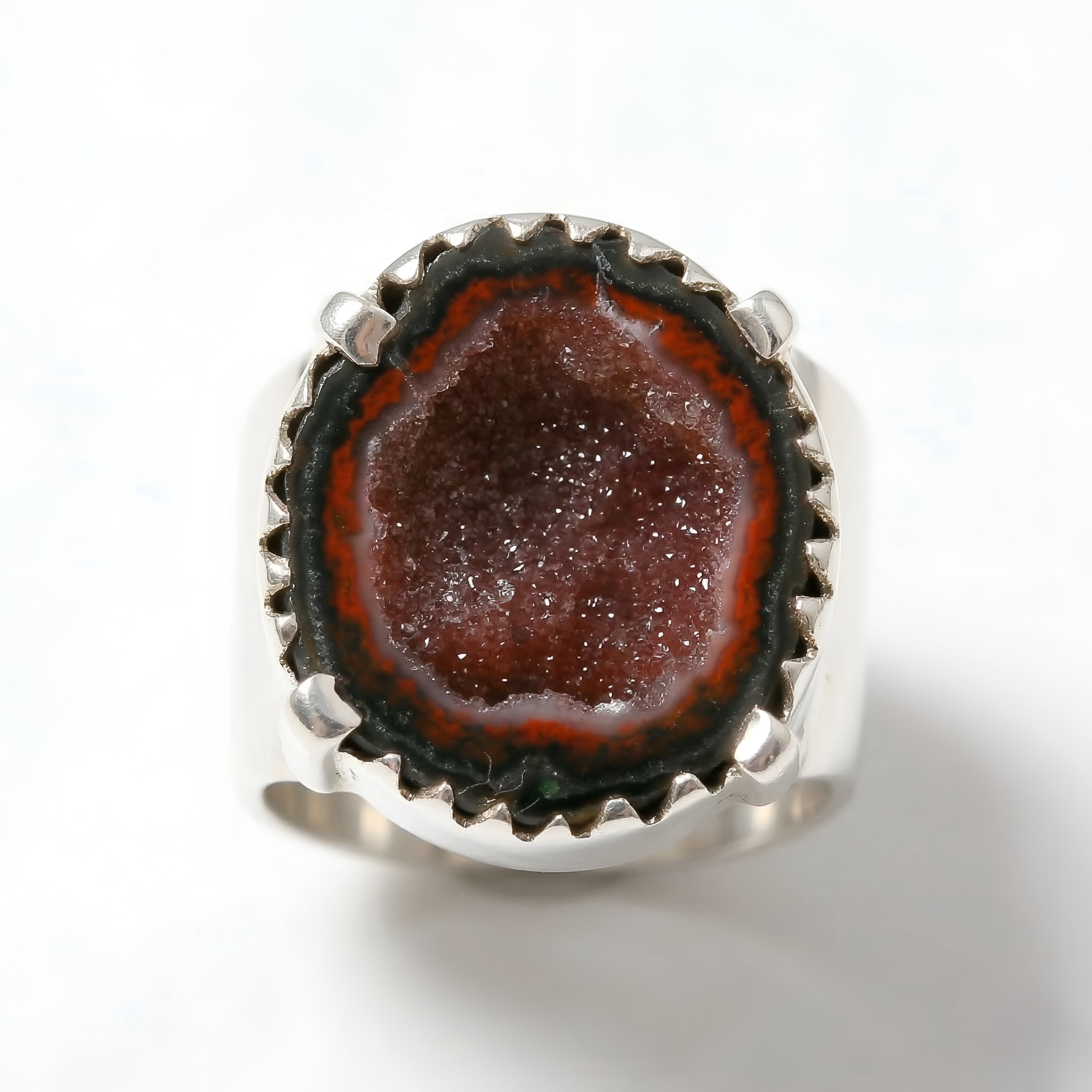 925 Silver Raw Geode Druzy Statement Ring