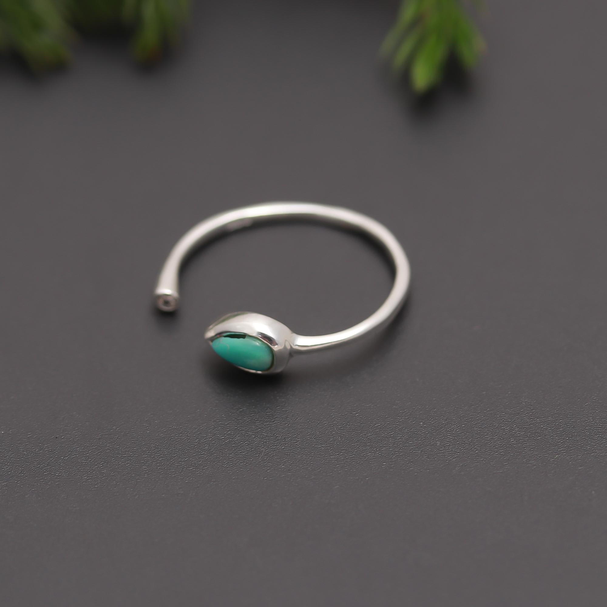 Sterling Silver Turquoise Open Band Stacking Ring