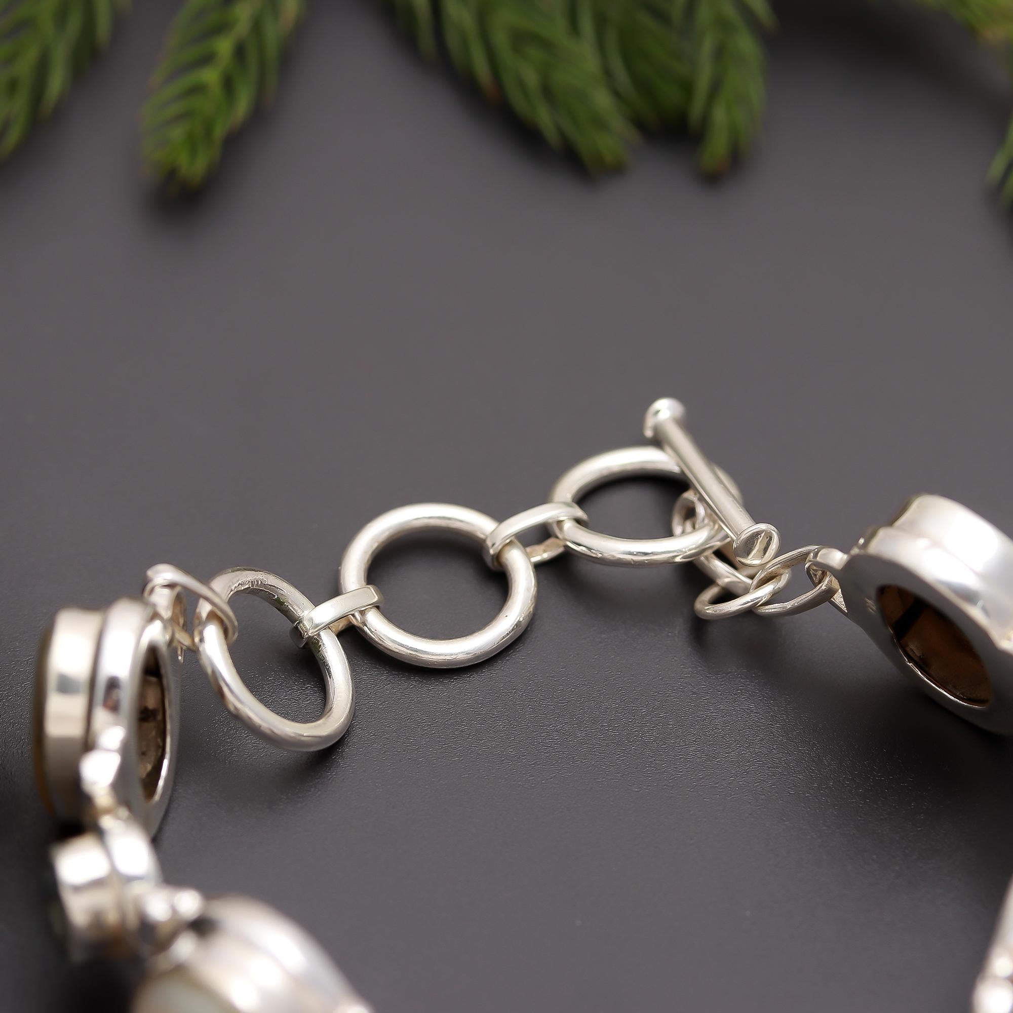 925 Silver Pearl & Aquamarine Bracelet