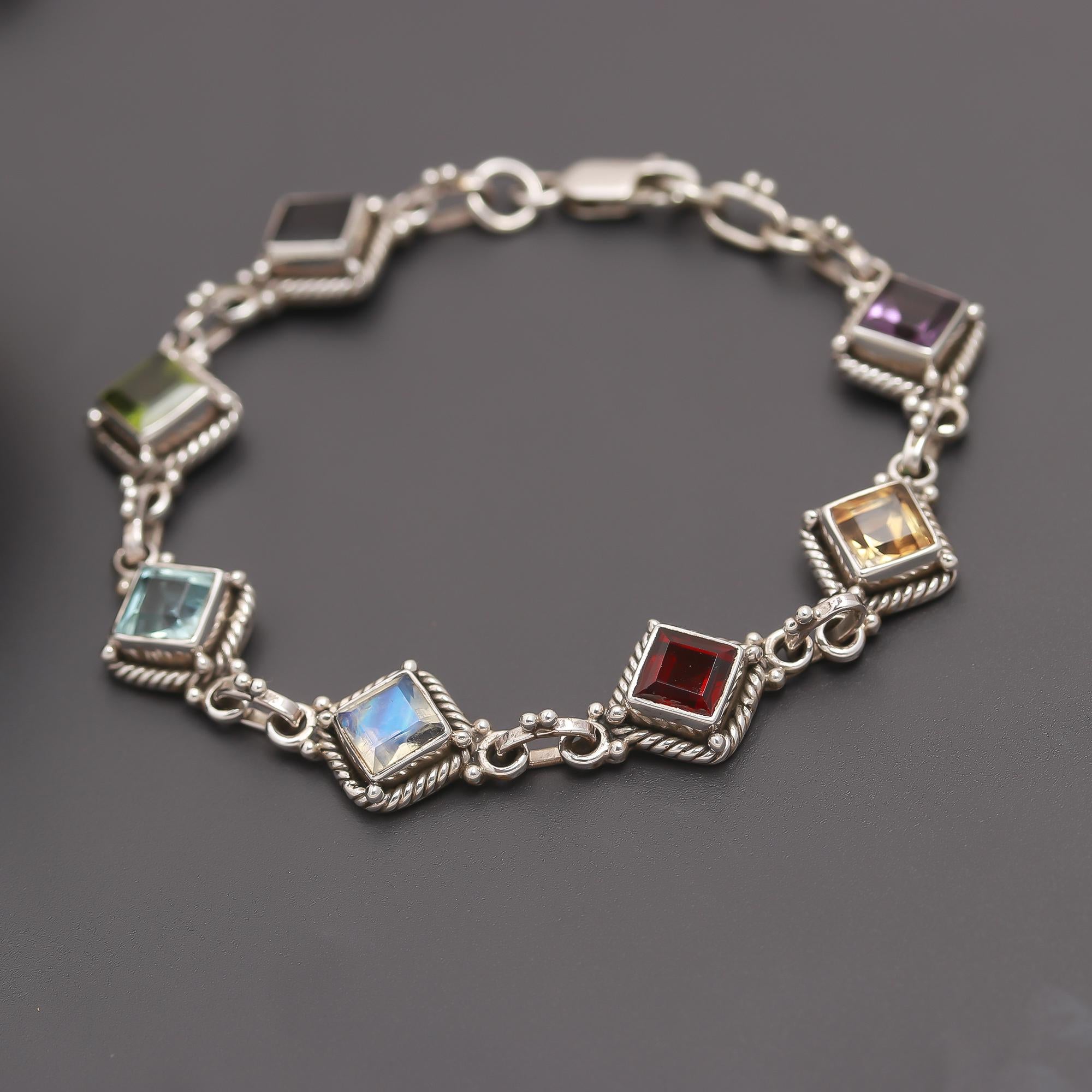 925 Silver Multi-Gemstone Bracelet
