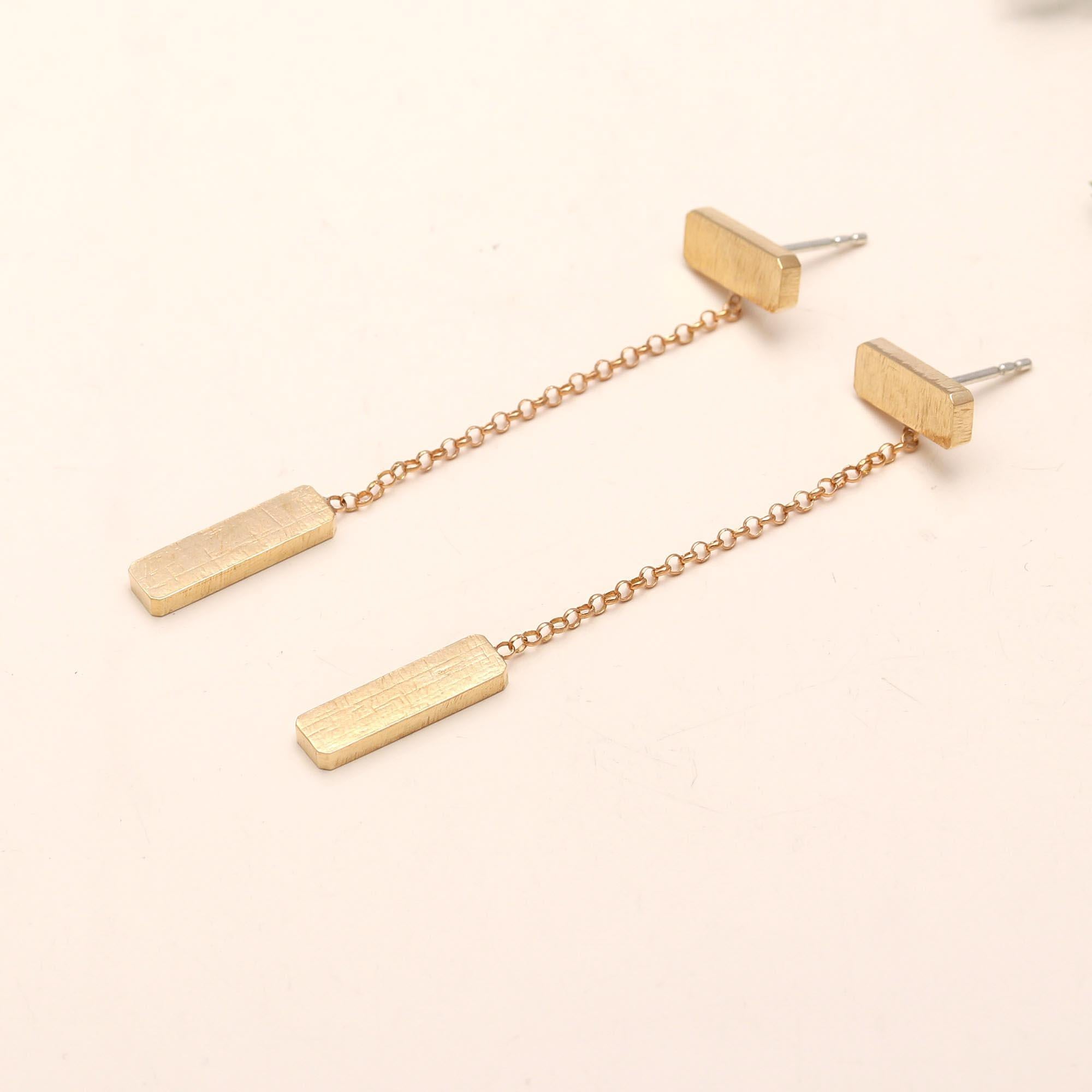 Designer Brass Geometric Stud Earrings