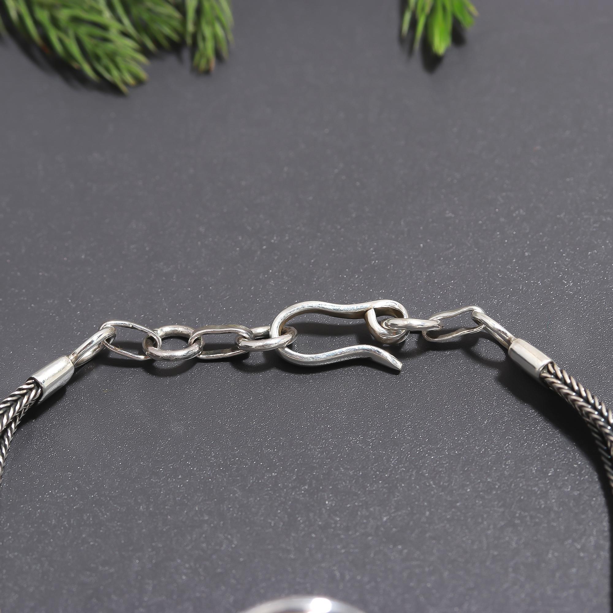 925 Silver Blue Chalcedony and Garnet Bracelet