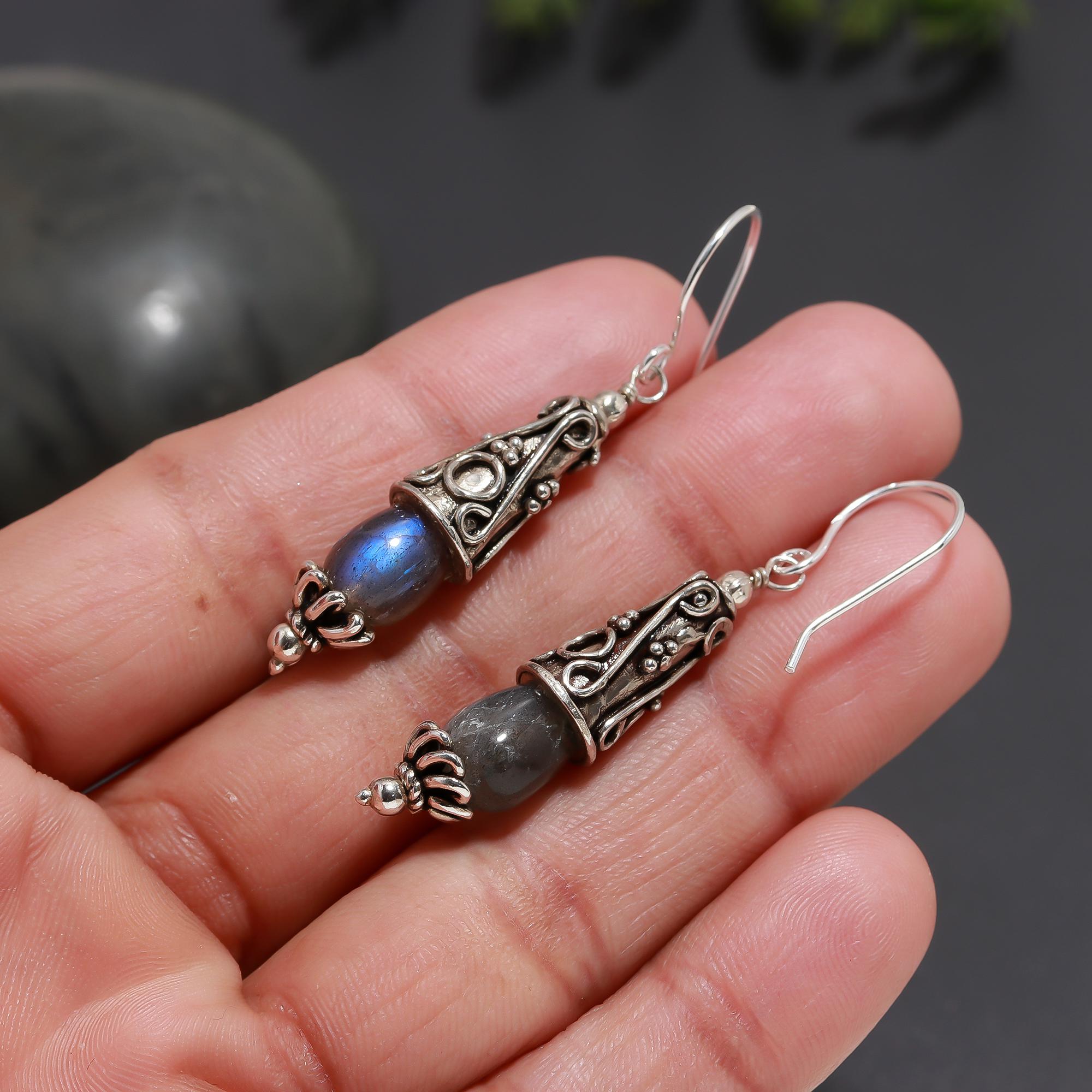 925 Silver Labradorite Dangle Earrings