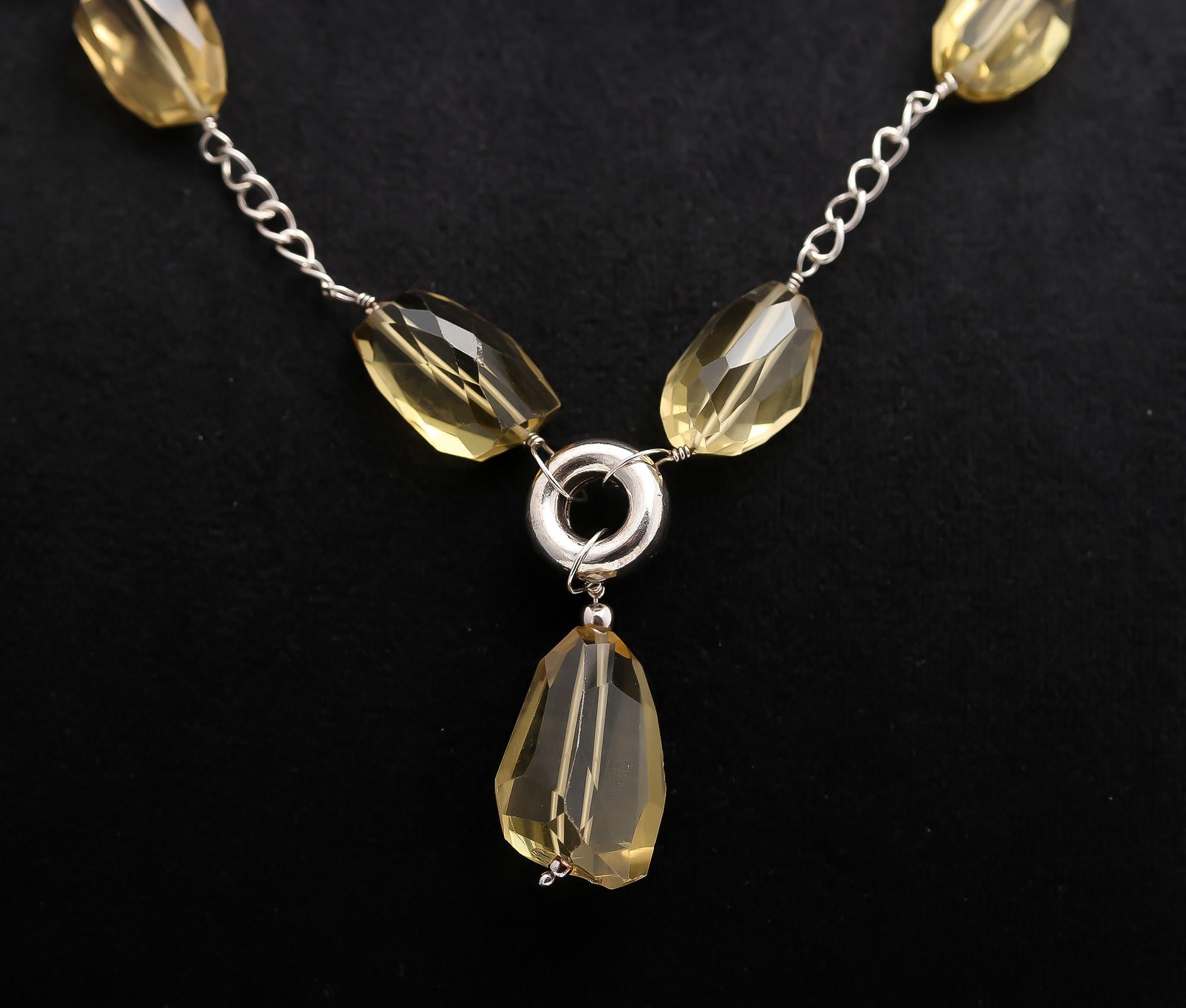 925 Silver Lemon Quartz Beads Necklace