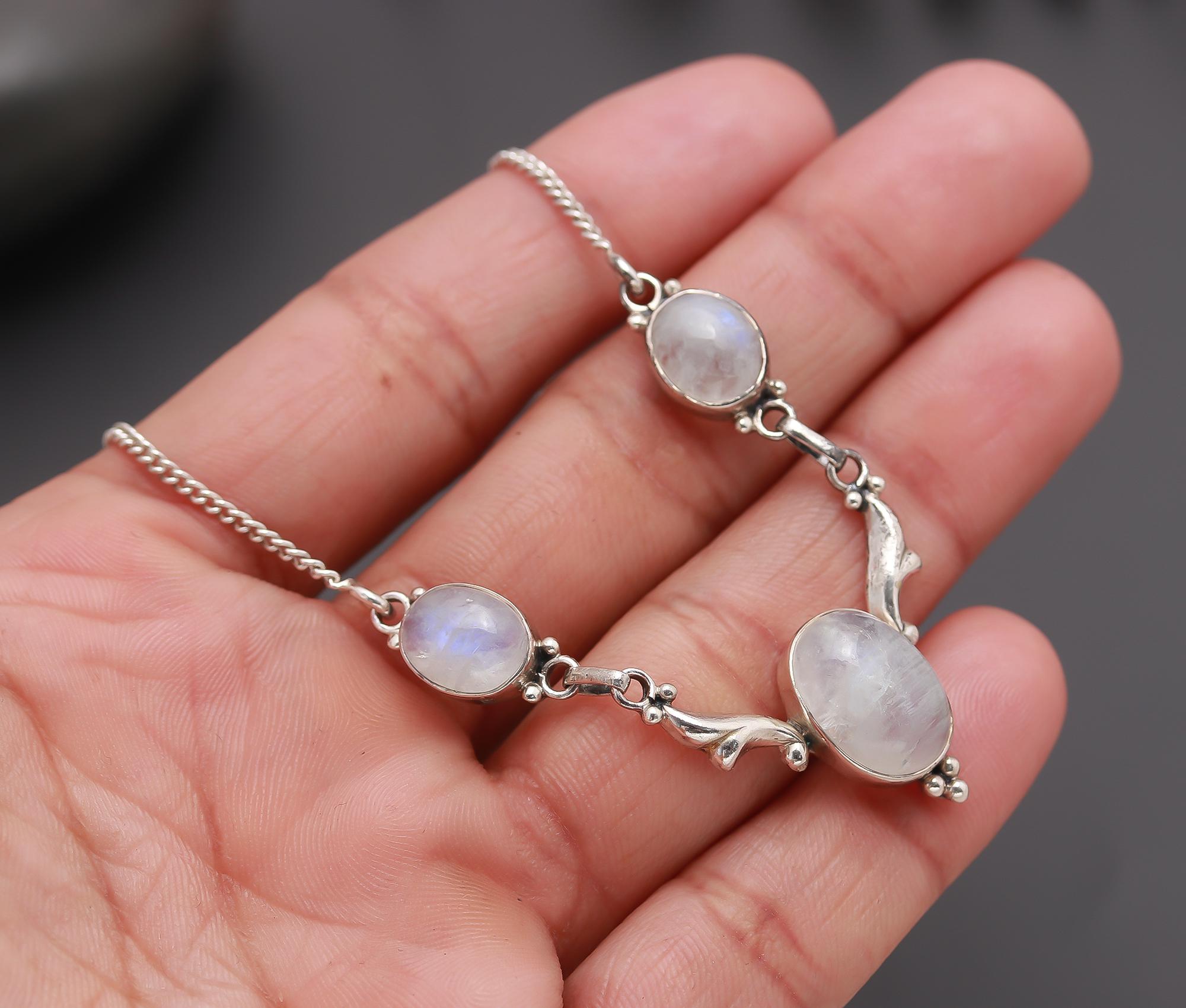 925 Silver Rainbow Moonstone Necklace