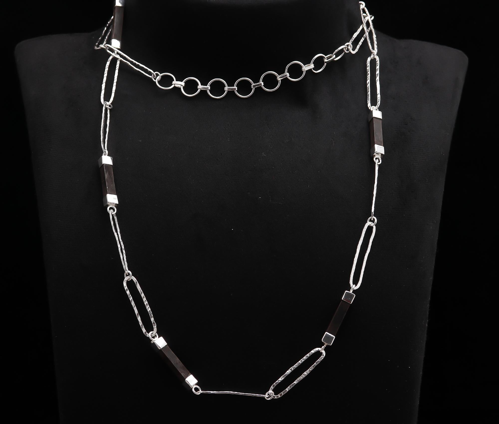 925 Silver Hammered Link Chain Necklace