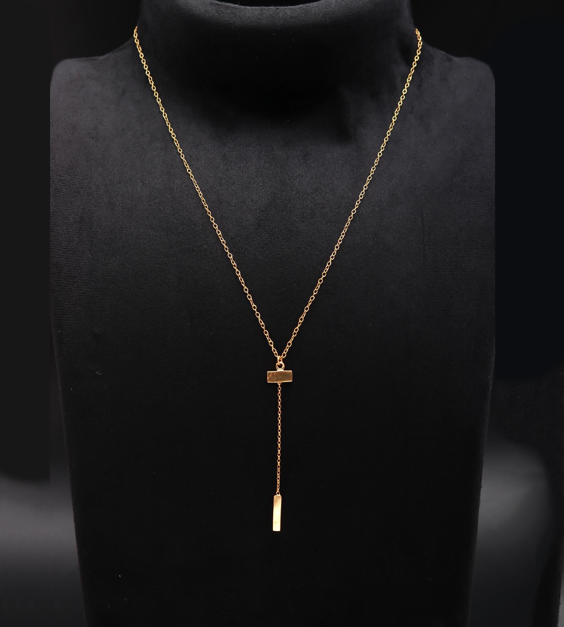 925 Silver Bar Drop Lariat Necklace