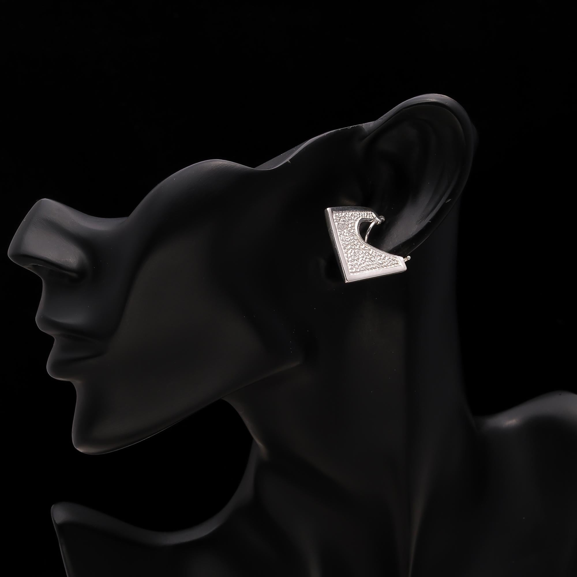 The Etched Square: Artisan Silver Geometric Hoops