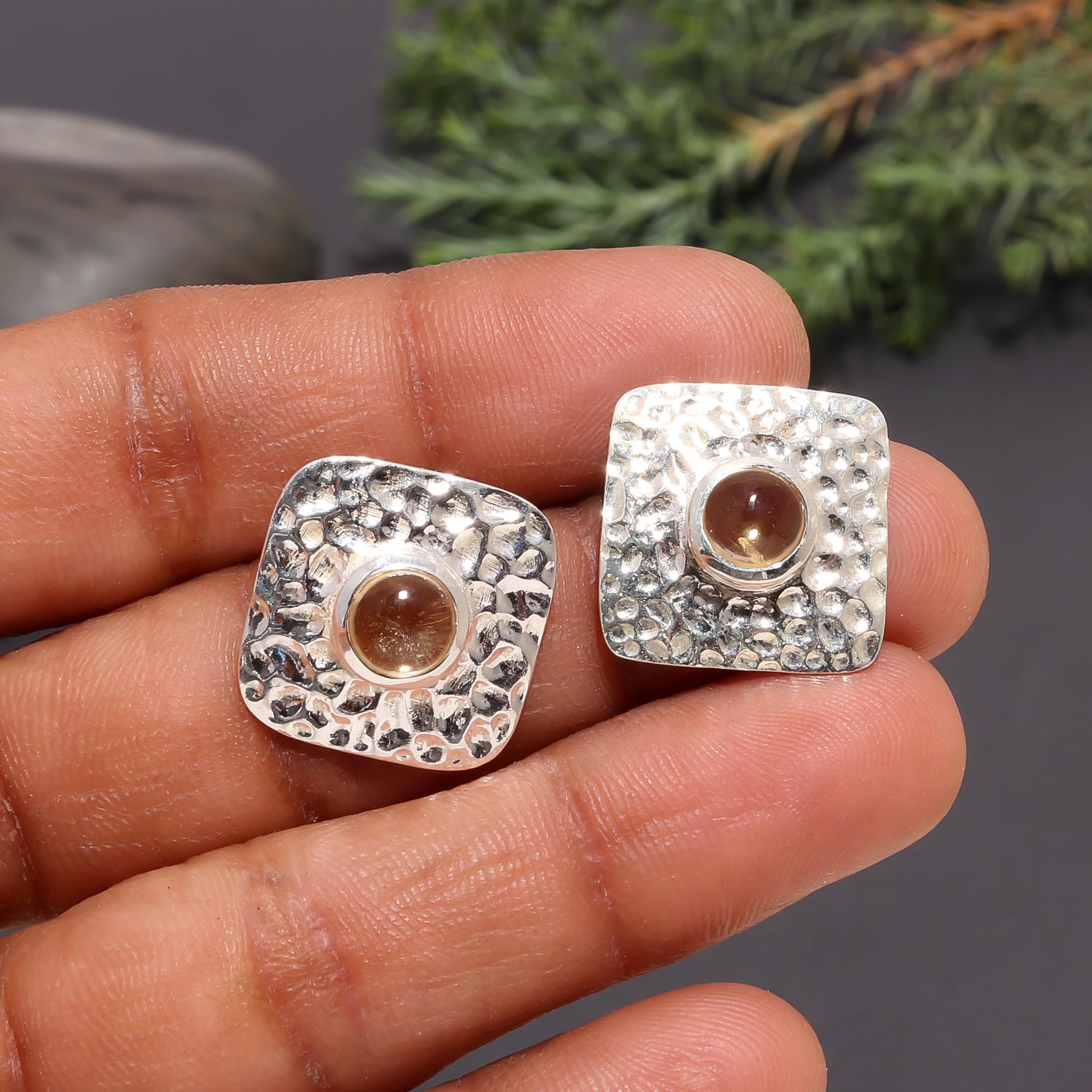 The Smoky Hammered: Silver Organic Textured Studs