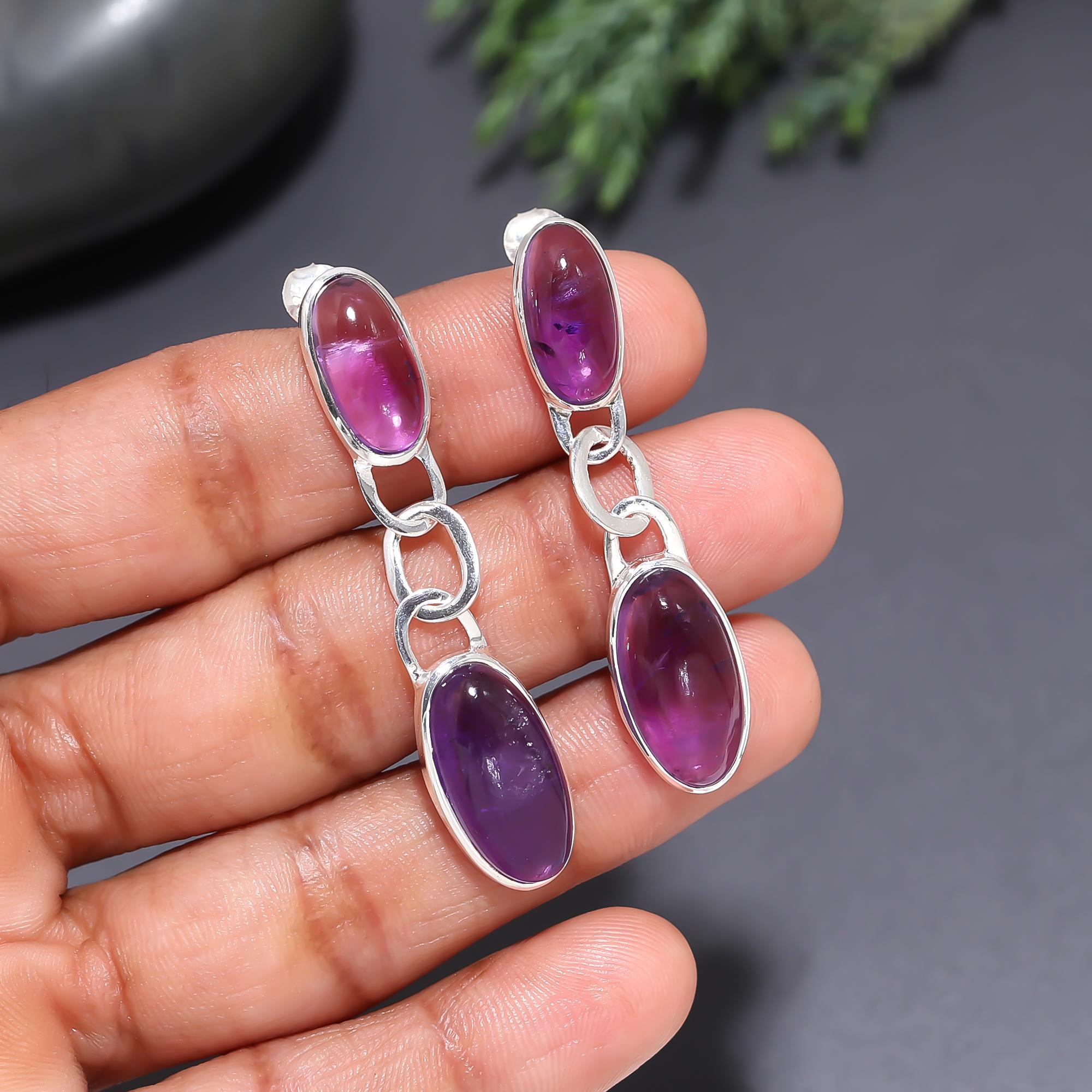 The Amethyst Tier: Silver Articulated Drop Earrings