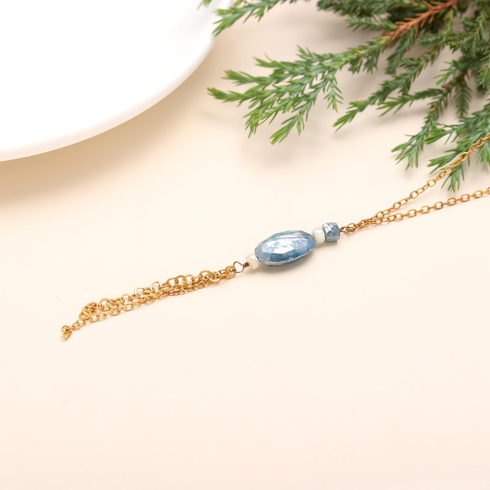 925 Silver Blue Quartz Tassel Necklace