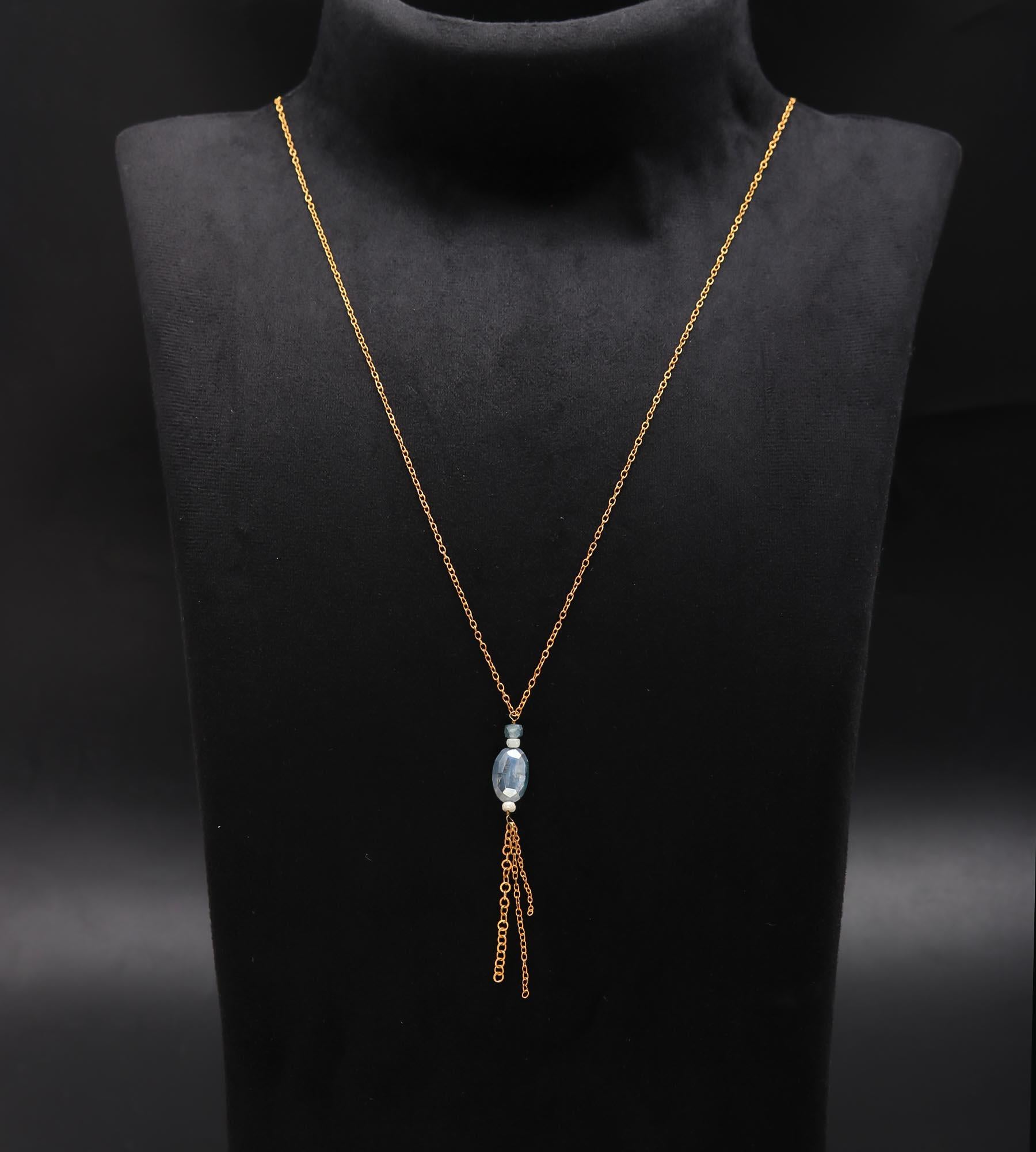 925 Silver Blue Quartz Tassel Necklace