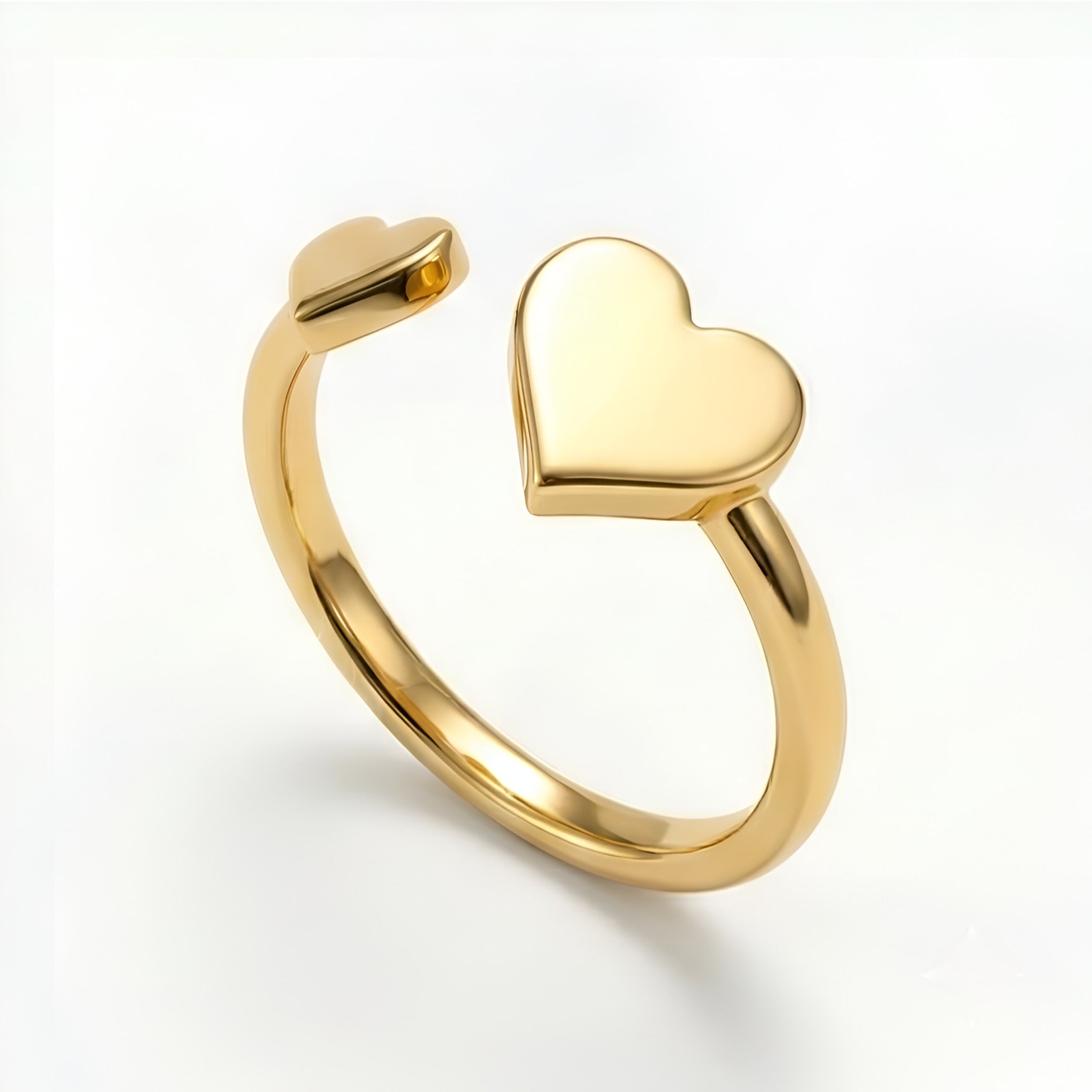 The Anteros Touch: Double Heart Open Cuff Ring
