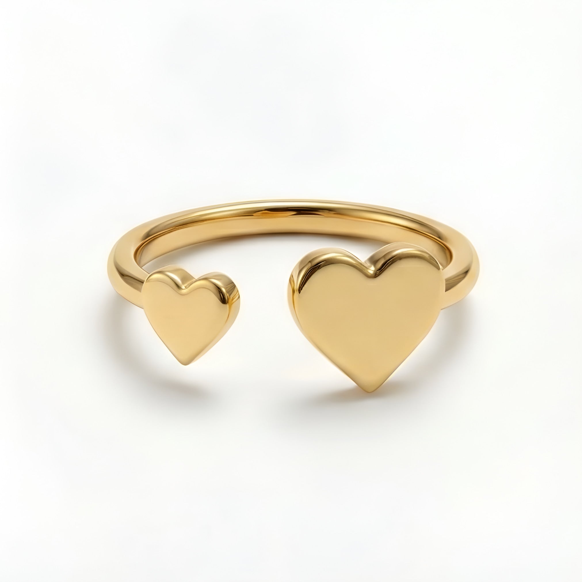 The Anteros Touch: Double Heart Open Cuff Ring