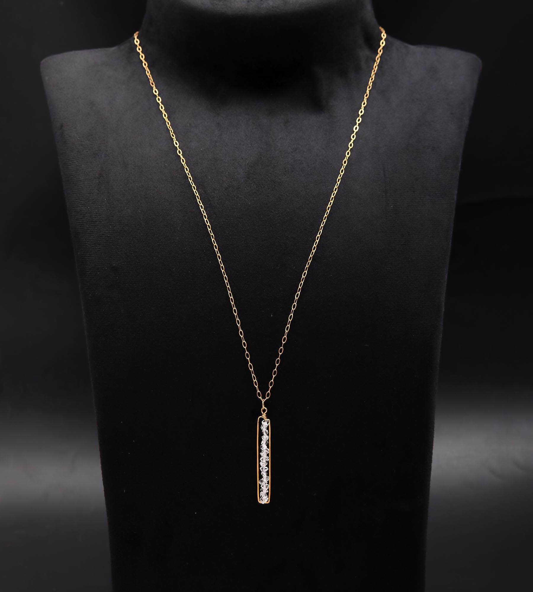 925 Silver Quartz Bar Pendant Necklace