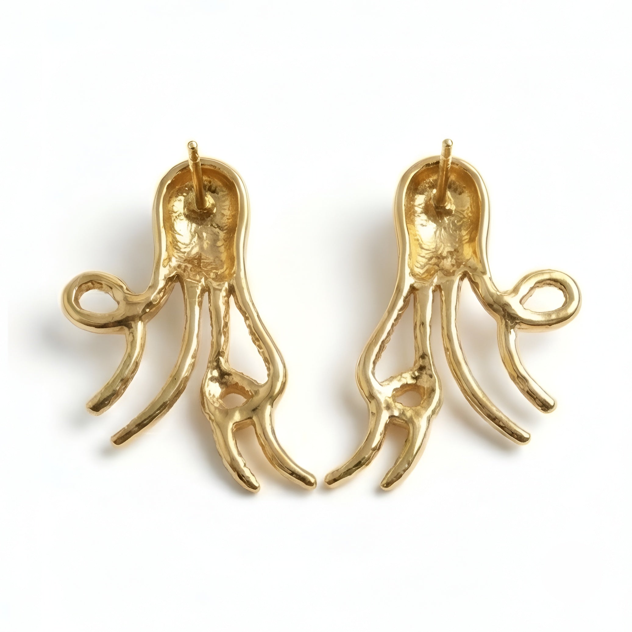 The Kraken's Grace: Sculptural Octopus Stud Earrings