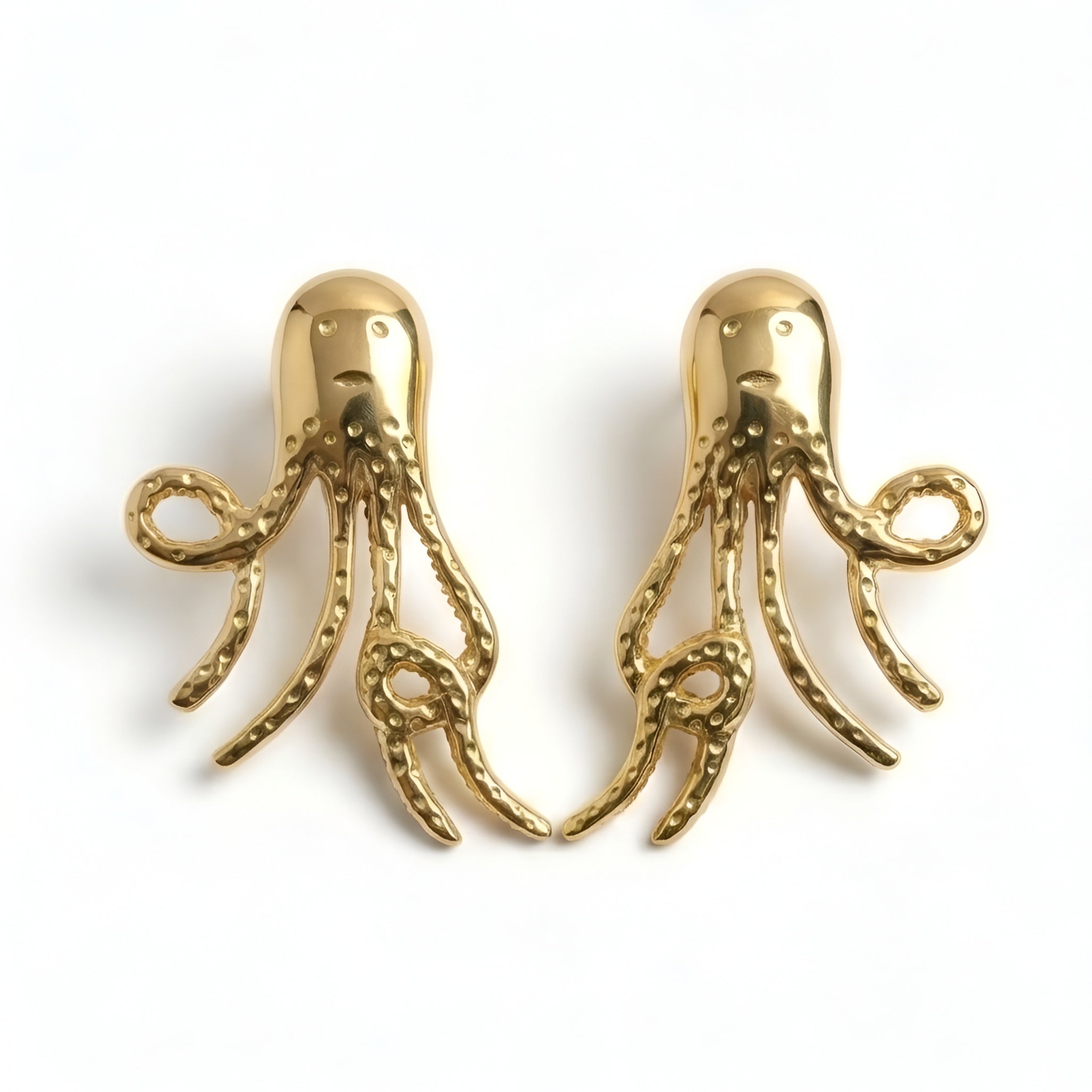 The Kraken's Grace: Sculptural Octopus Stud Earrings