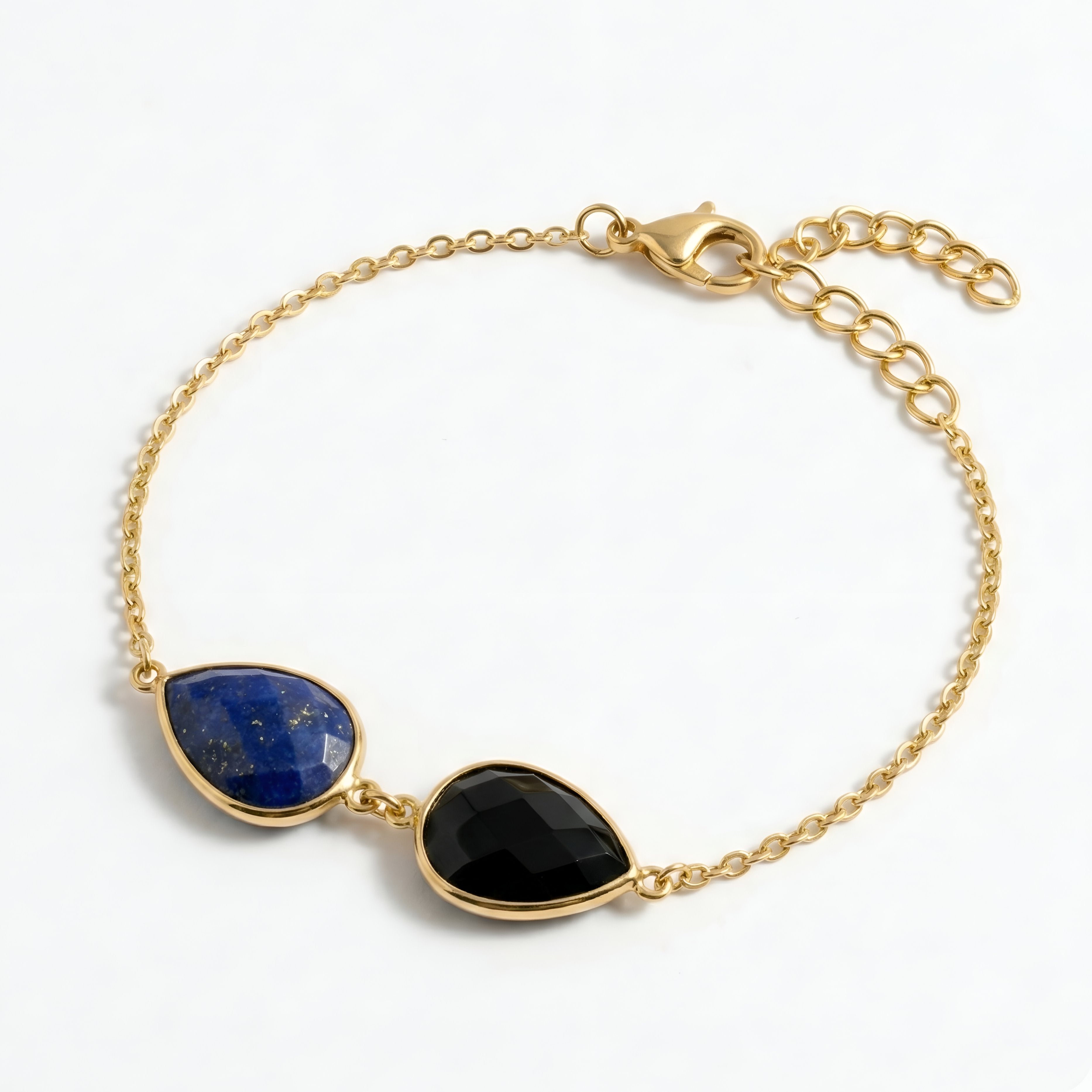 The Midnight Duality: Lapis Lazuli & Black Onyx Bracelet