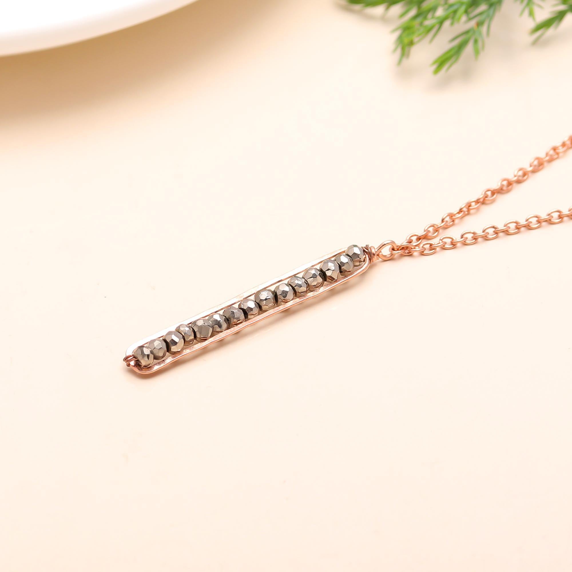 925 Silver Hematite Bar Pendant Necklace