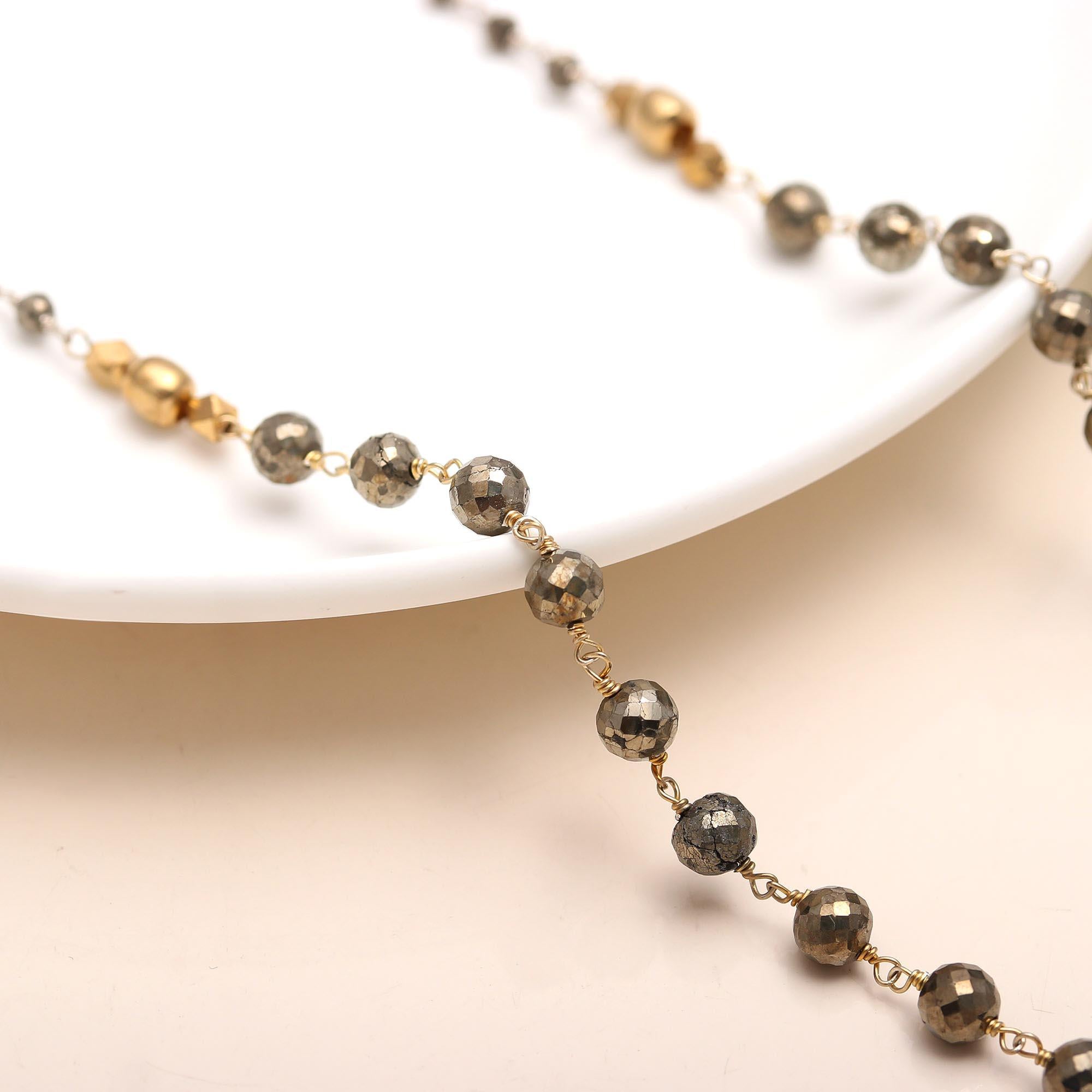 925 Silver Pyrite Beaded Necklace