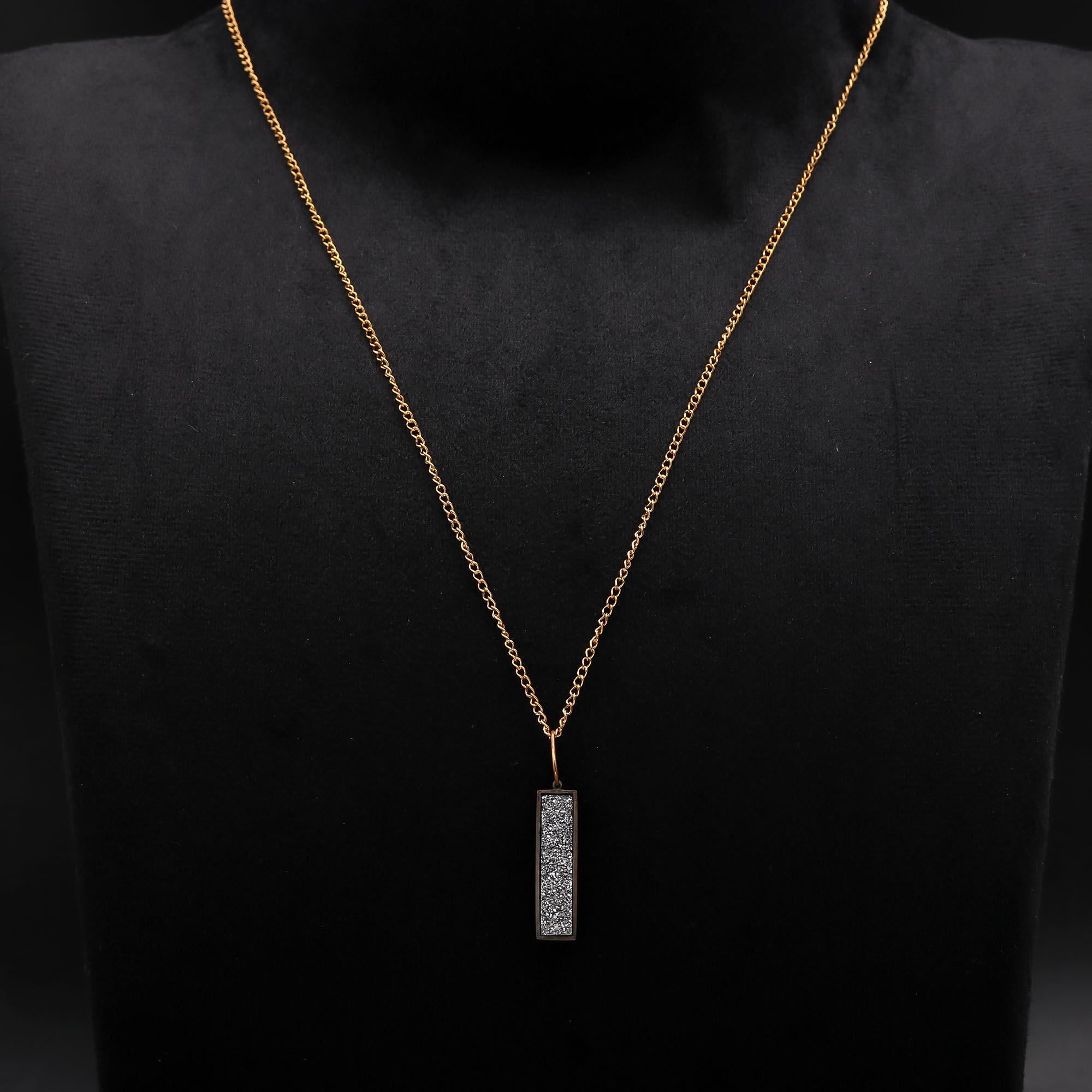 925 Silver Long Bar Pendant Necklace