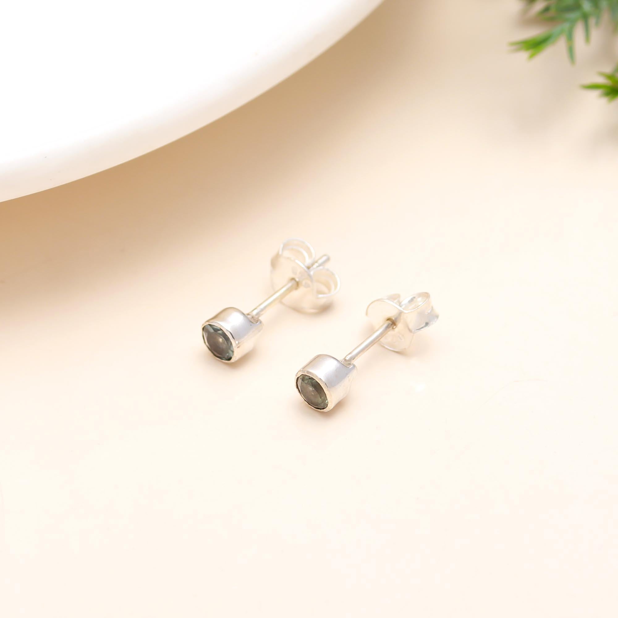 925 Sterling Silver Tourmaline Stud Earrings