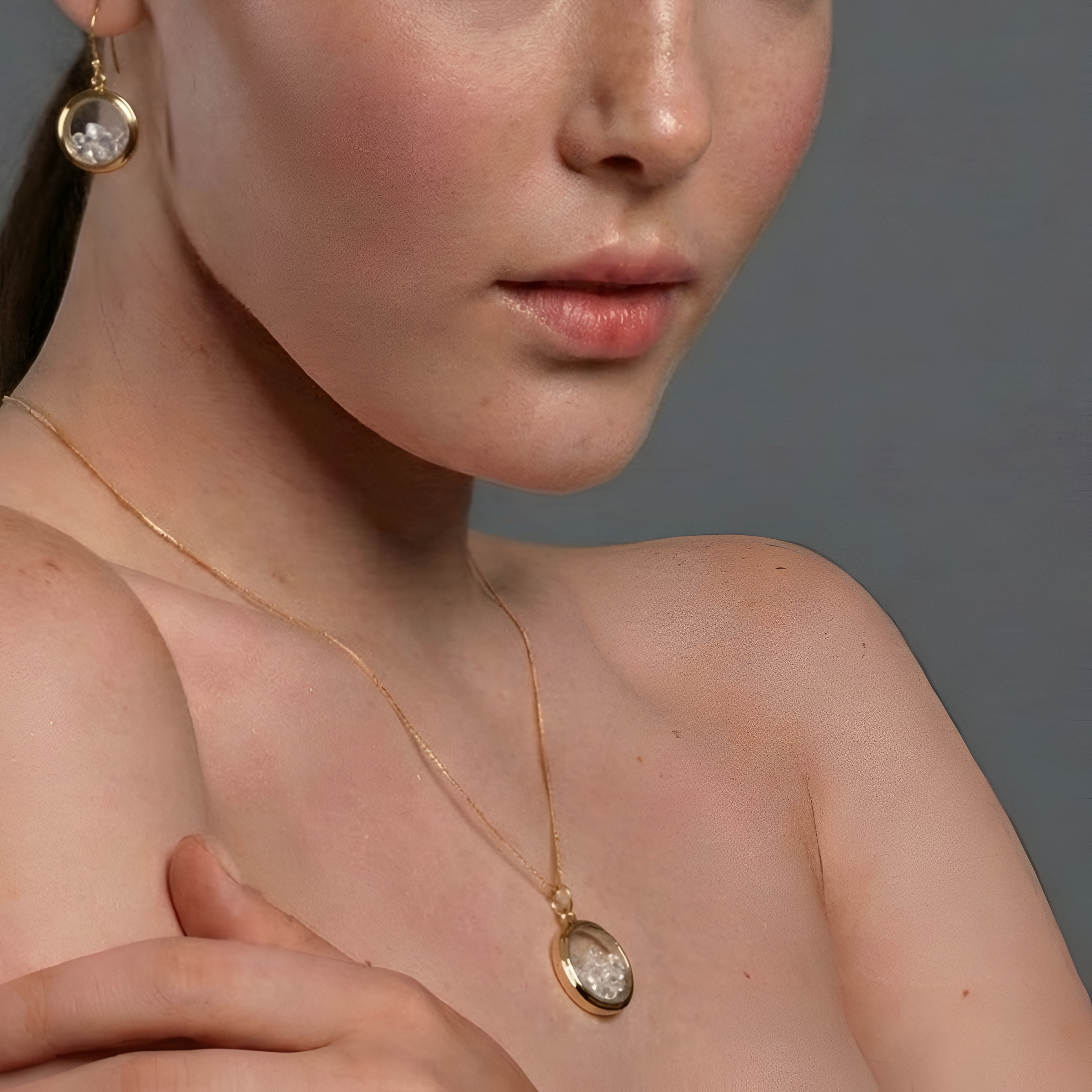 The Crystal Timepiece: Watch Dial Inspired Quartz Shaker Necklace