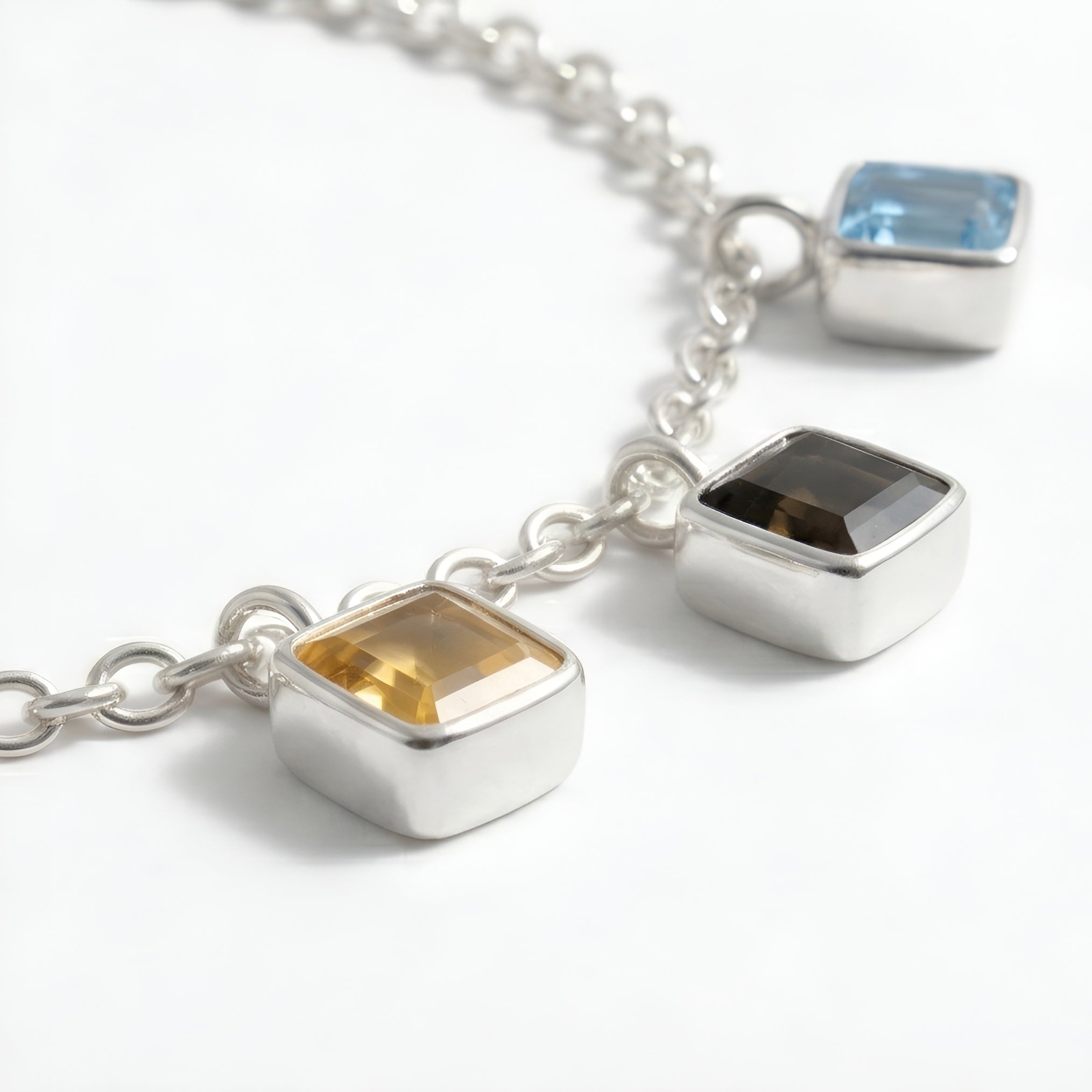 The Murano Prism: Gemstone Charm Silver Bracelet
