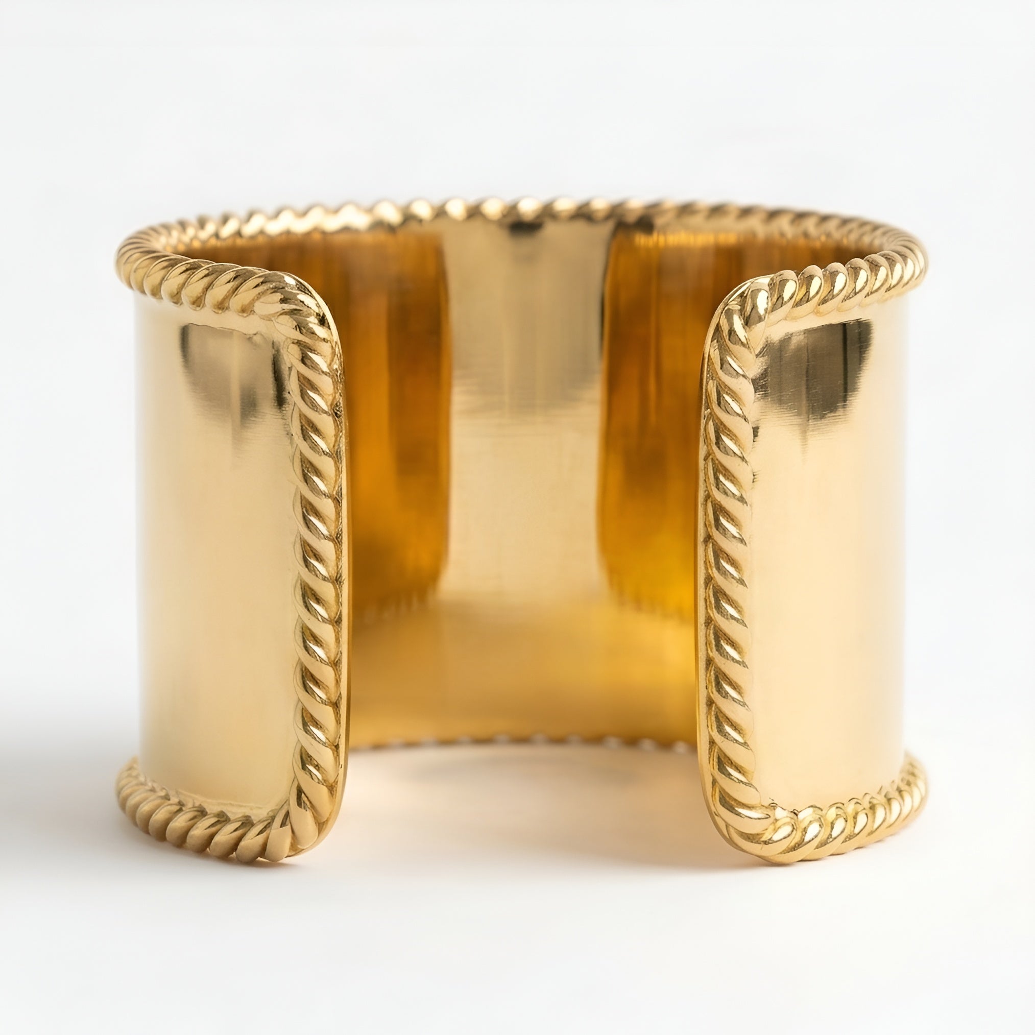 The Ptolemy Cuff: Wide Column Rope Edge Cuff Bracelet
