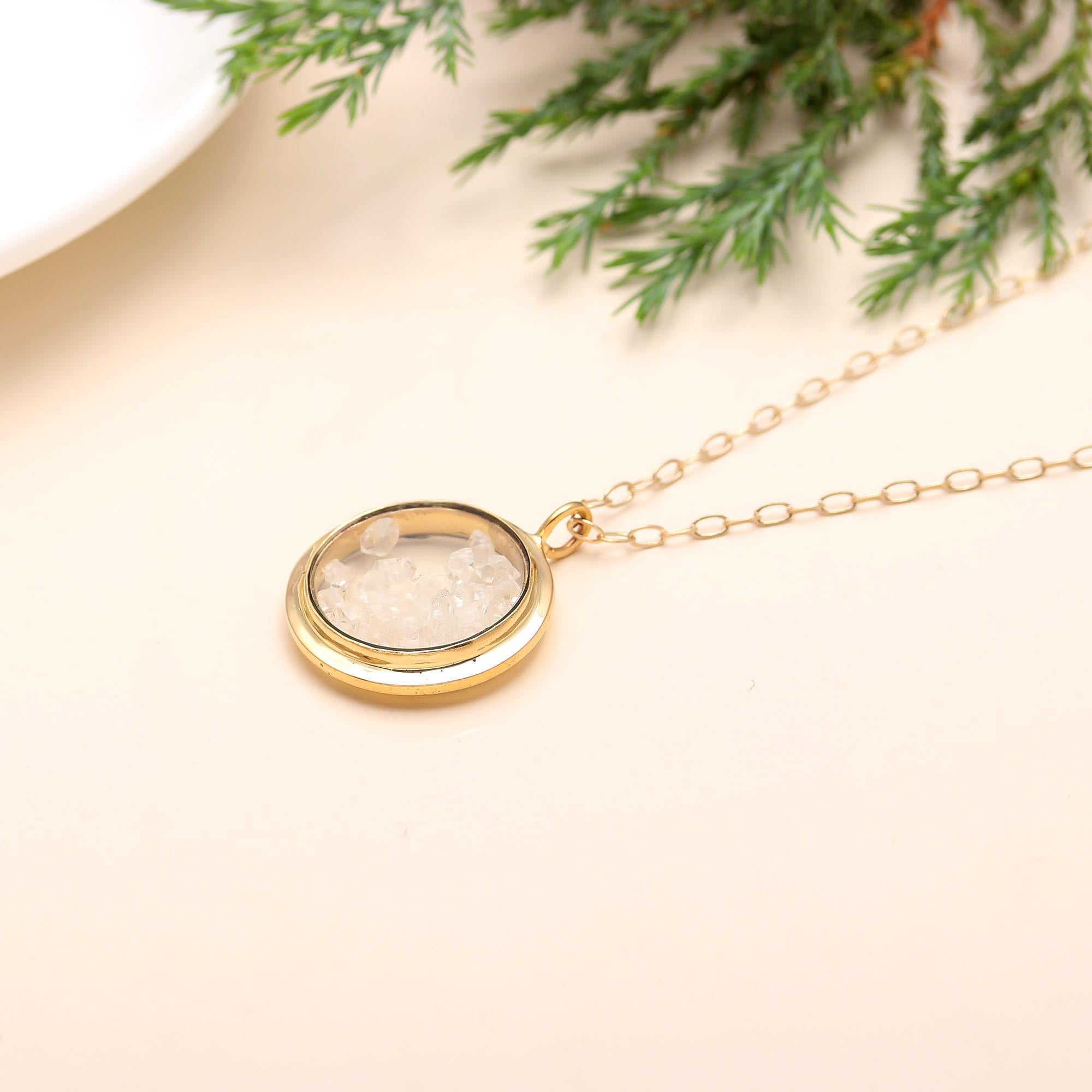 The Crystal Timepiece: Watch Dial Inspired Quartz Shaker Necklace
